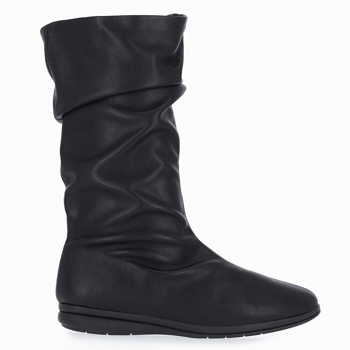 Bota Cano Médio Sandy Salto Anabela Baixo Preto Menor preço em Bota Cano Médio Sandy Salto Anabela Baixo Preto