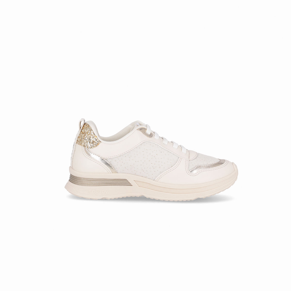 Tênis Energy Médio Off White com Ouro