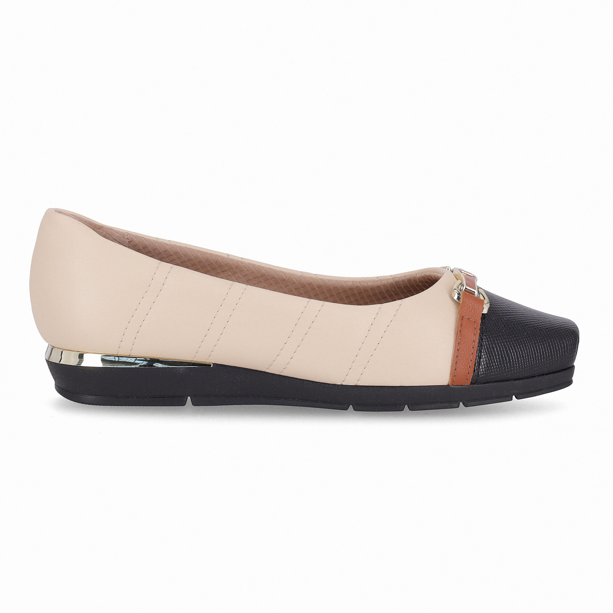 PICCADILLY MAXI - Sapatilha Fernanda Salto Baixo Brule e Preto