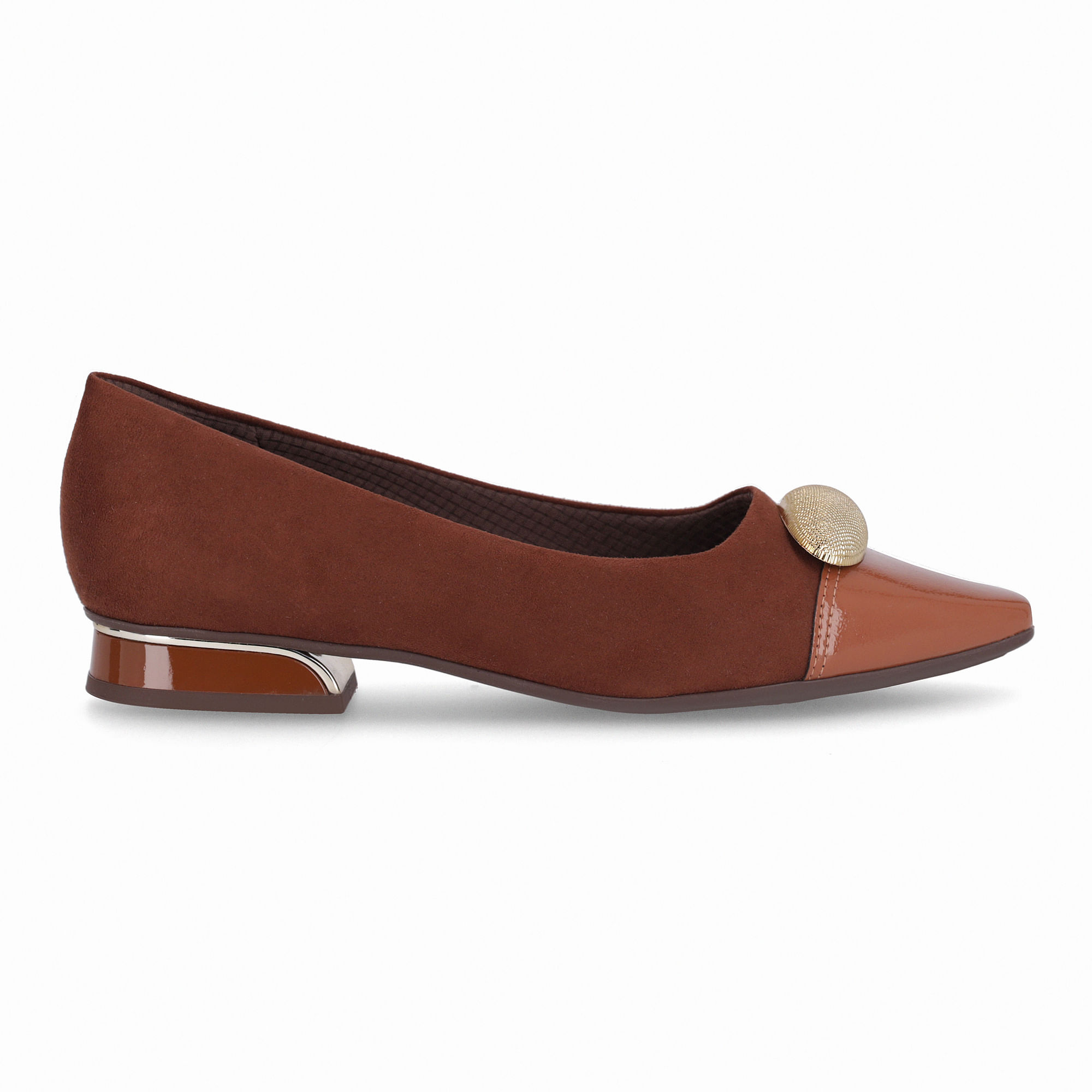 PICCADILLY MAXI - Sapato Silvia Salto Baixo Pinhão com Ocre