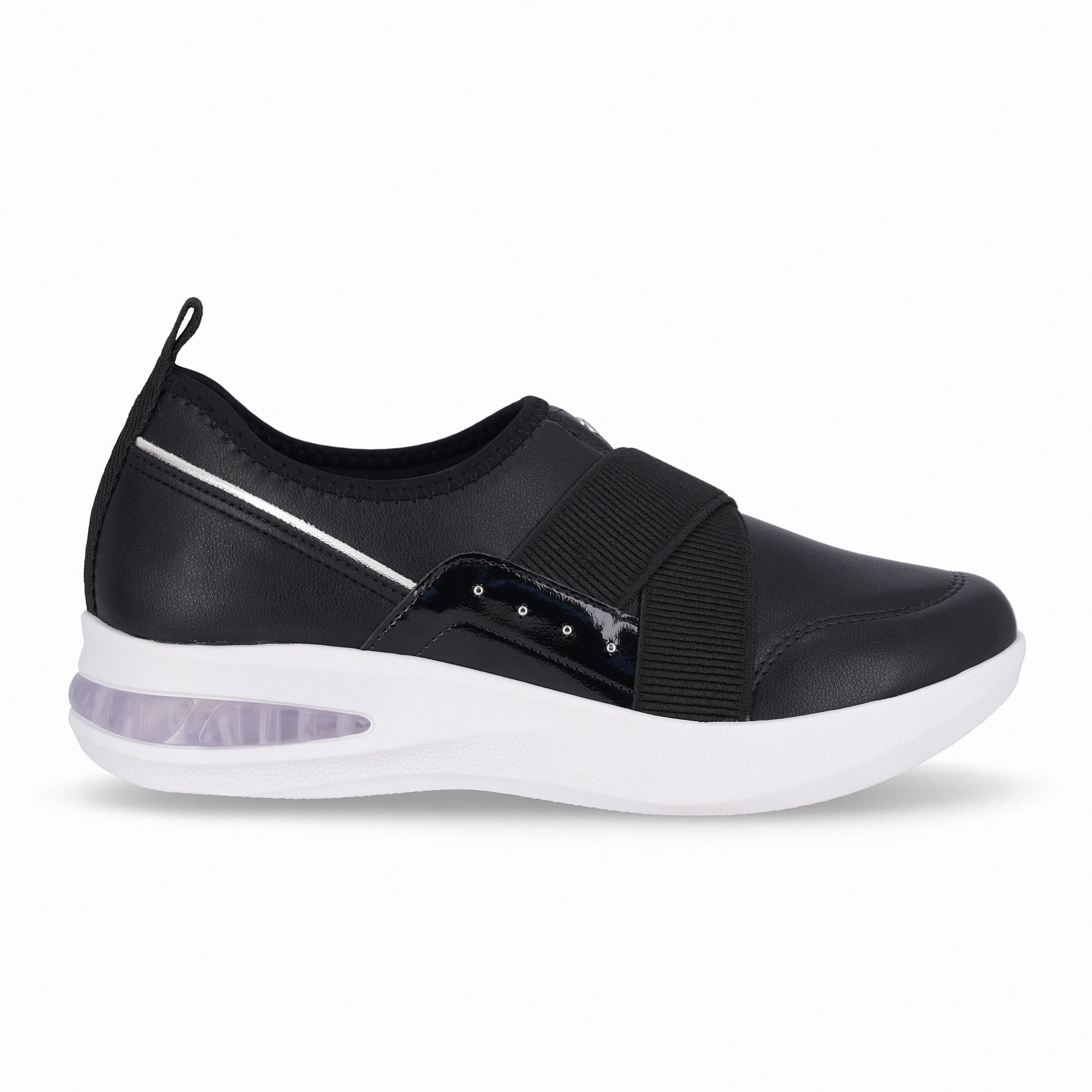 Tênis SoftStep Médio Preto com Prata