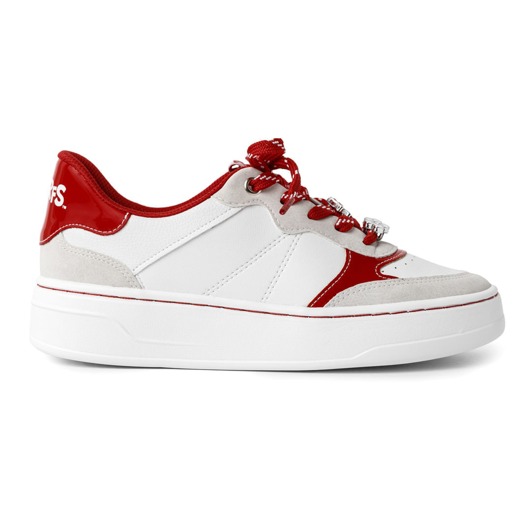 Tênis Smurfs Médio Branco Neve com Vermelho