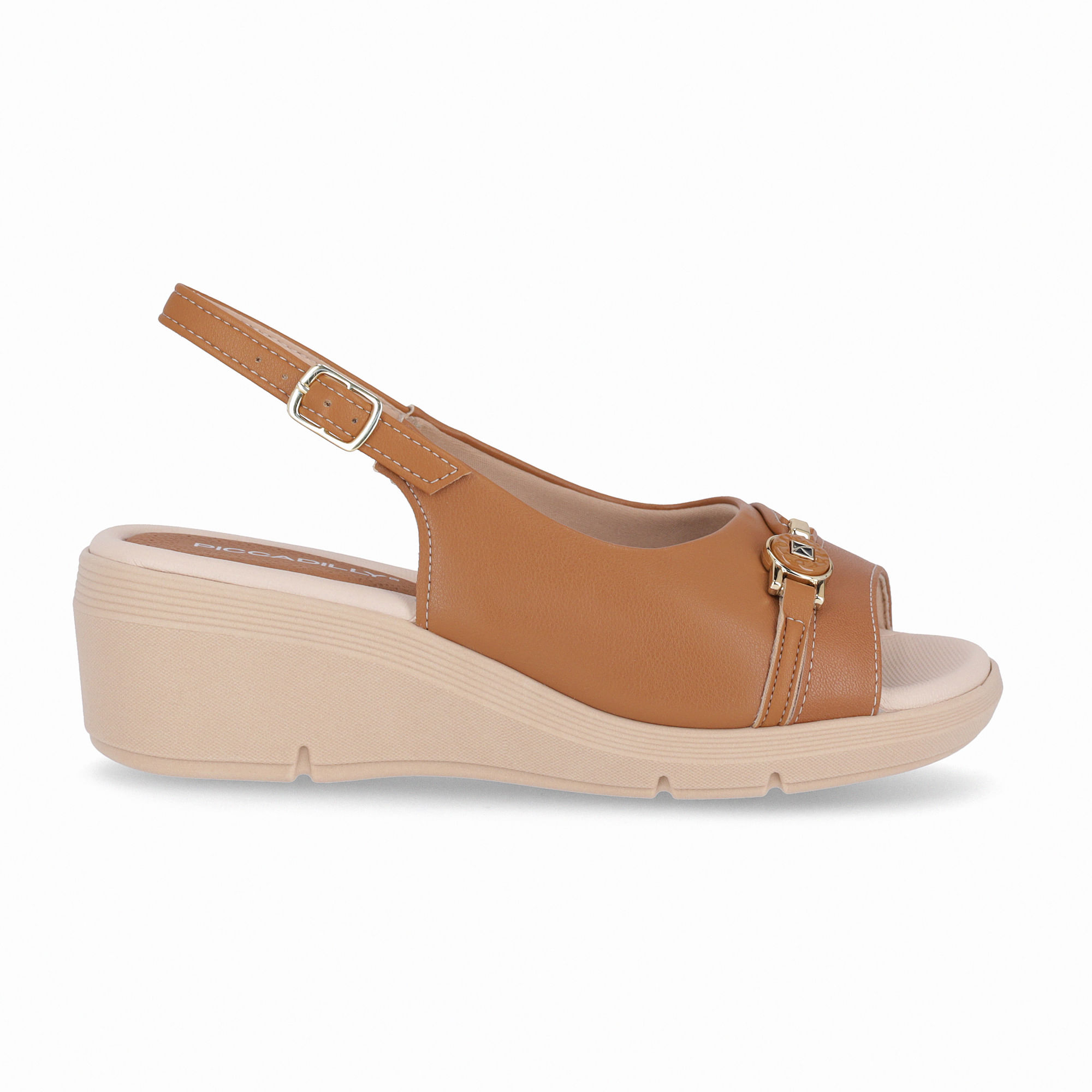 Sandália Slingback Cecilia Anabela Médio Mascavo