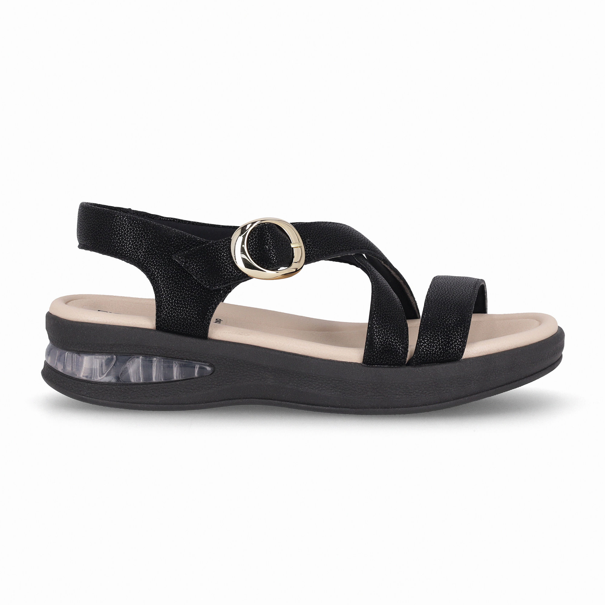 Sandália SoftStep Anabela Médio Preto