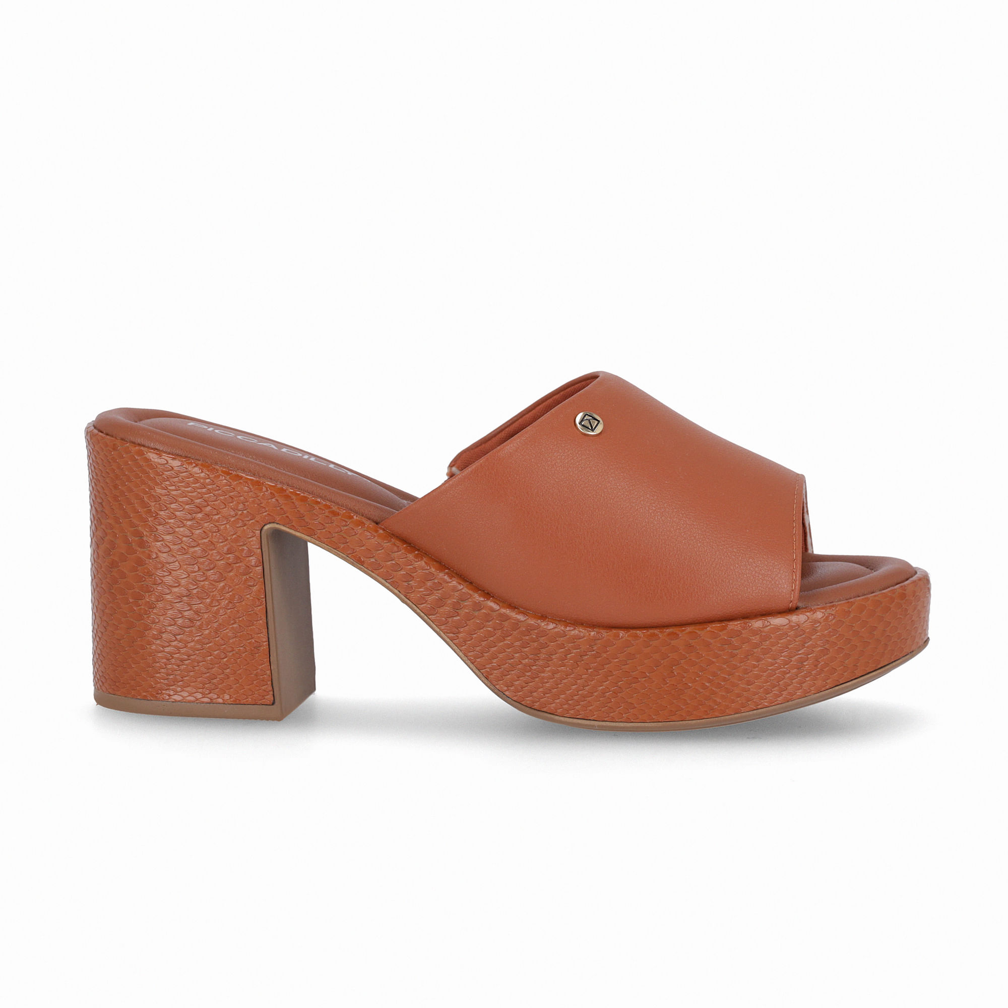 Tamanco Marcia Salto Alto Ocre
