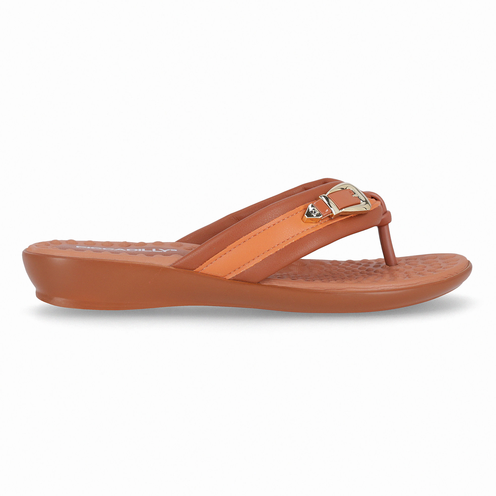 Chinelo Camila Anabela Baixo Ocre com Laranja