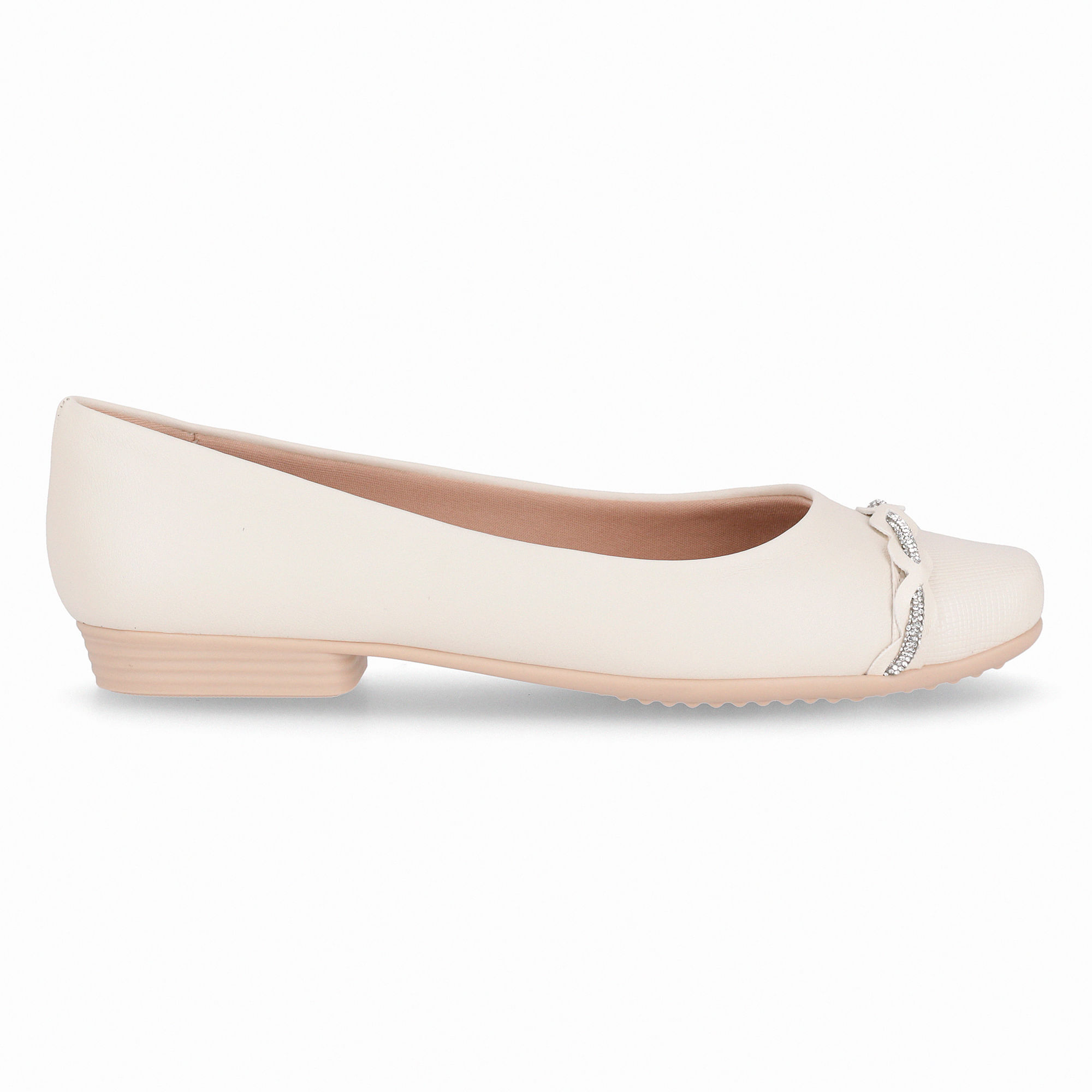 Sapatilha Raquel Salto Baixo Off White