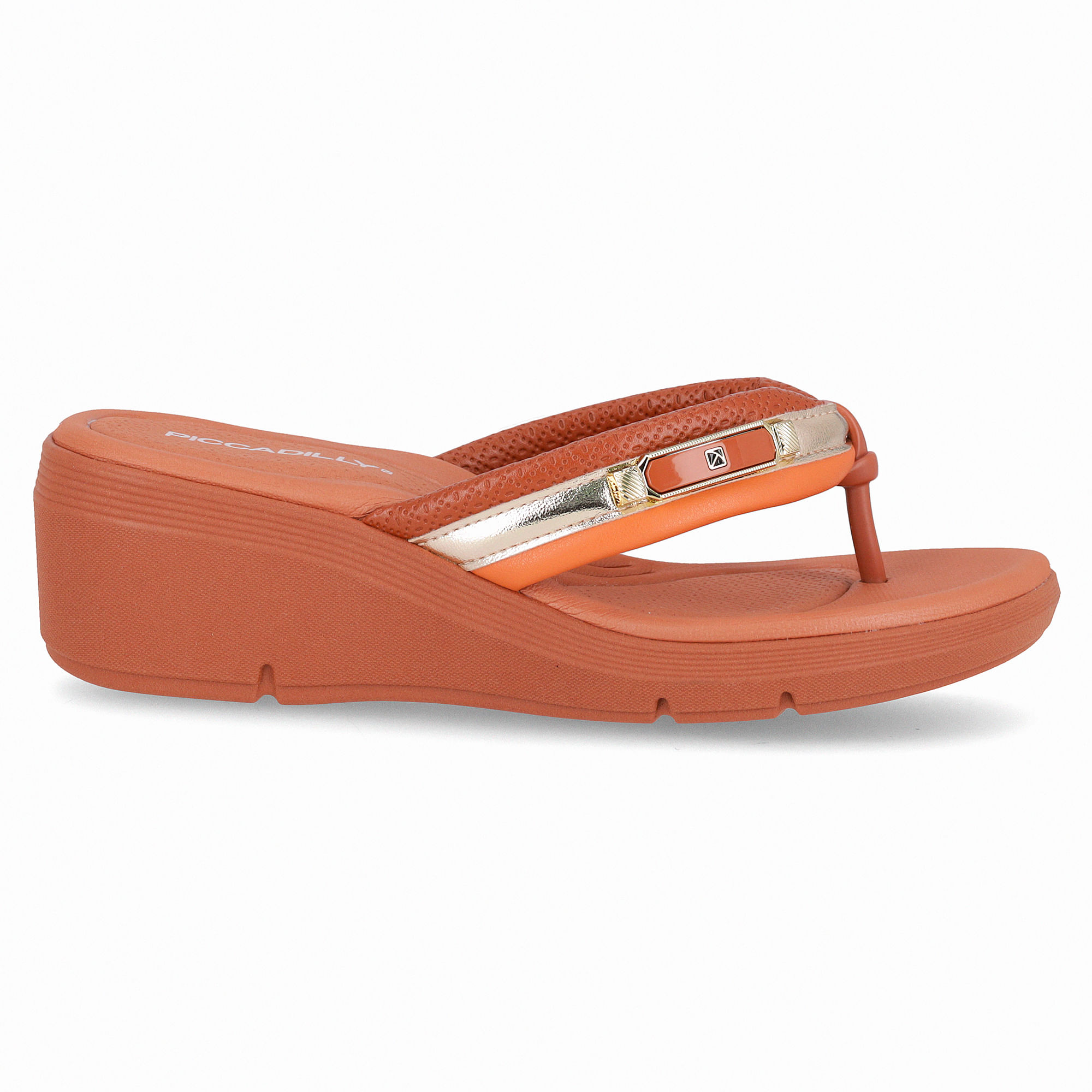 Chinelo Cecilia Anabela Médio Ocre com Laranja