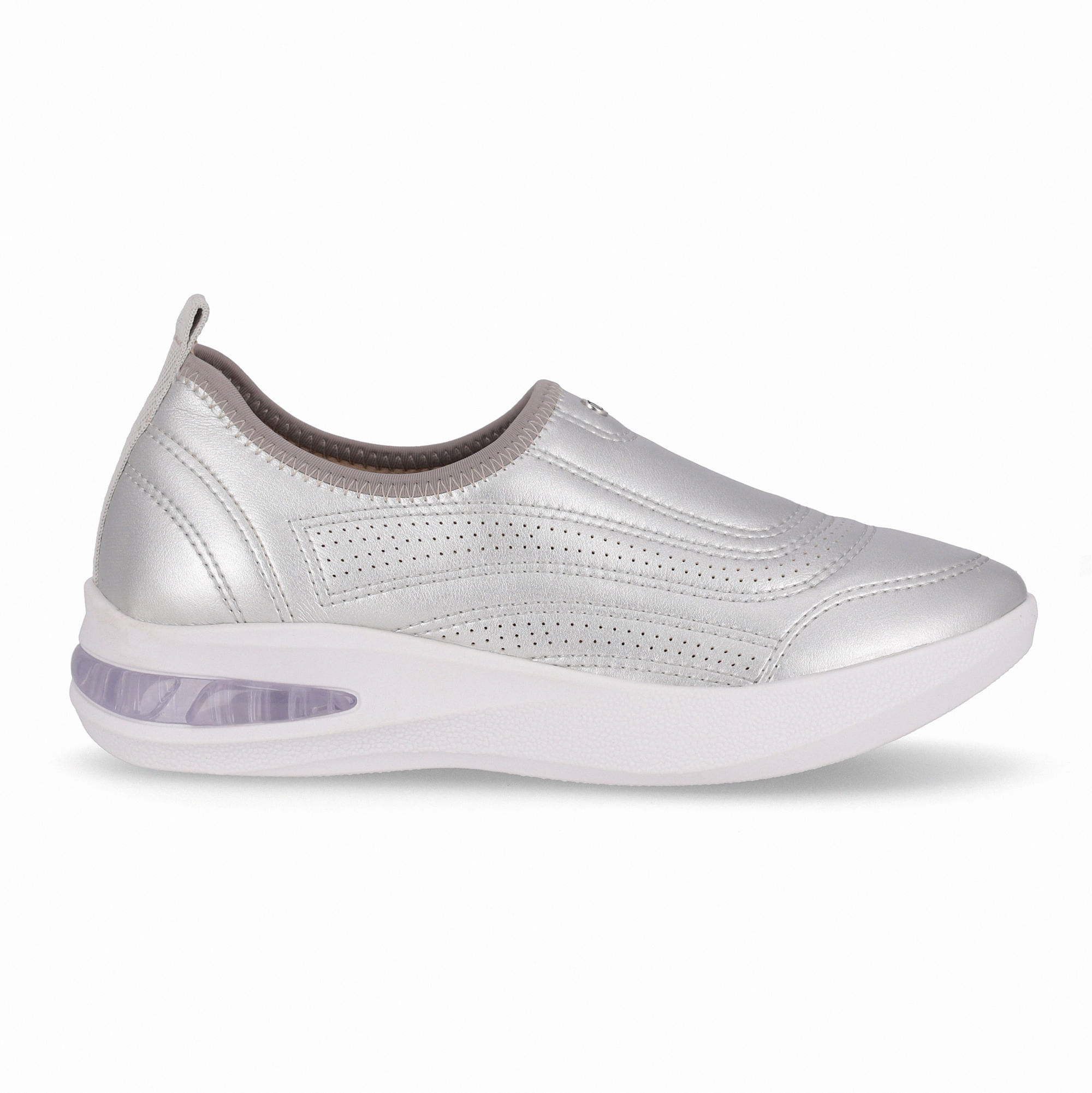 Tênis SoftStep Médio Prata com Cinza