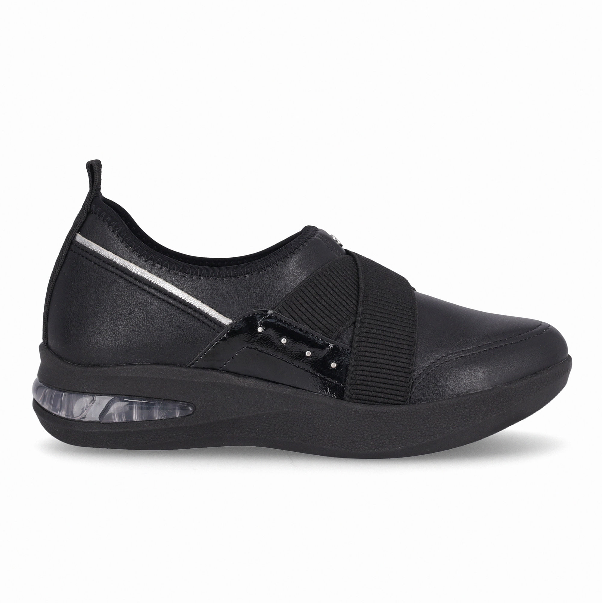 Tênis SoftStep Médio Preto com Prata
