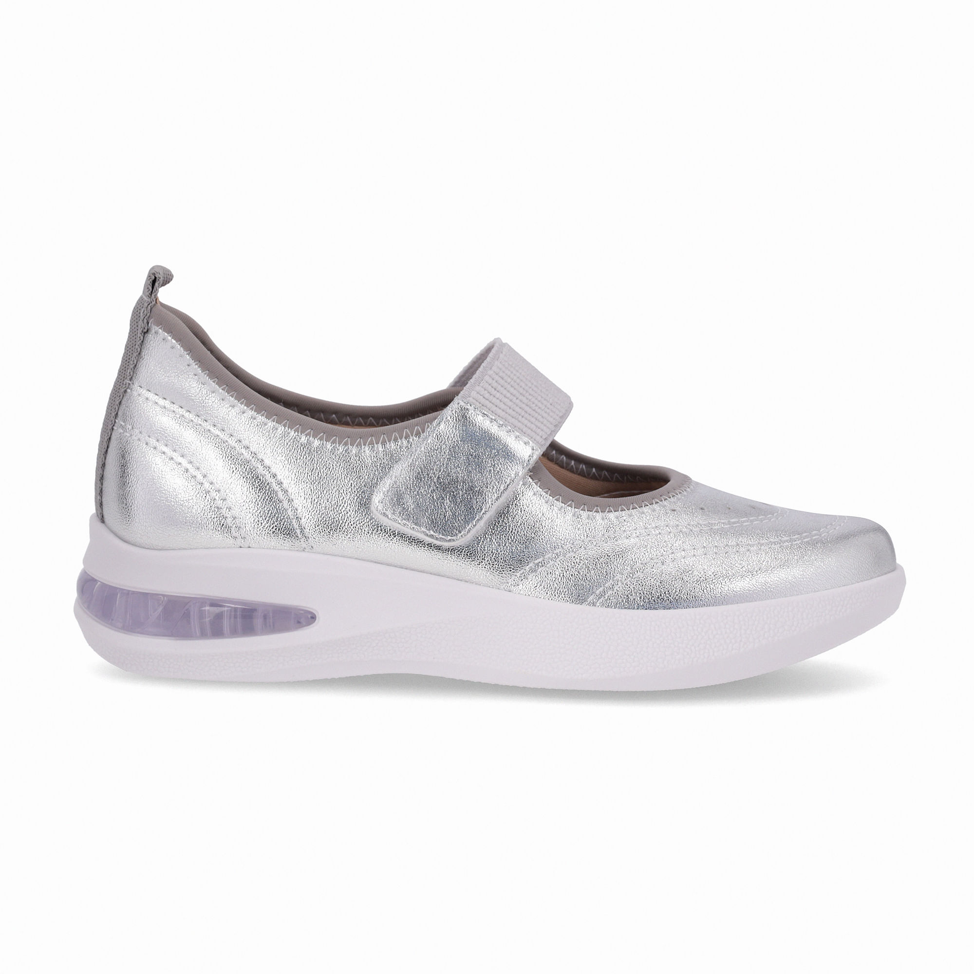 Tênis SoftStep Médio Prata com Cinza