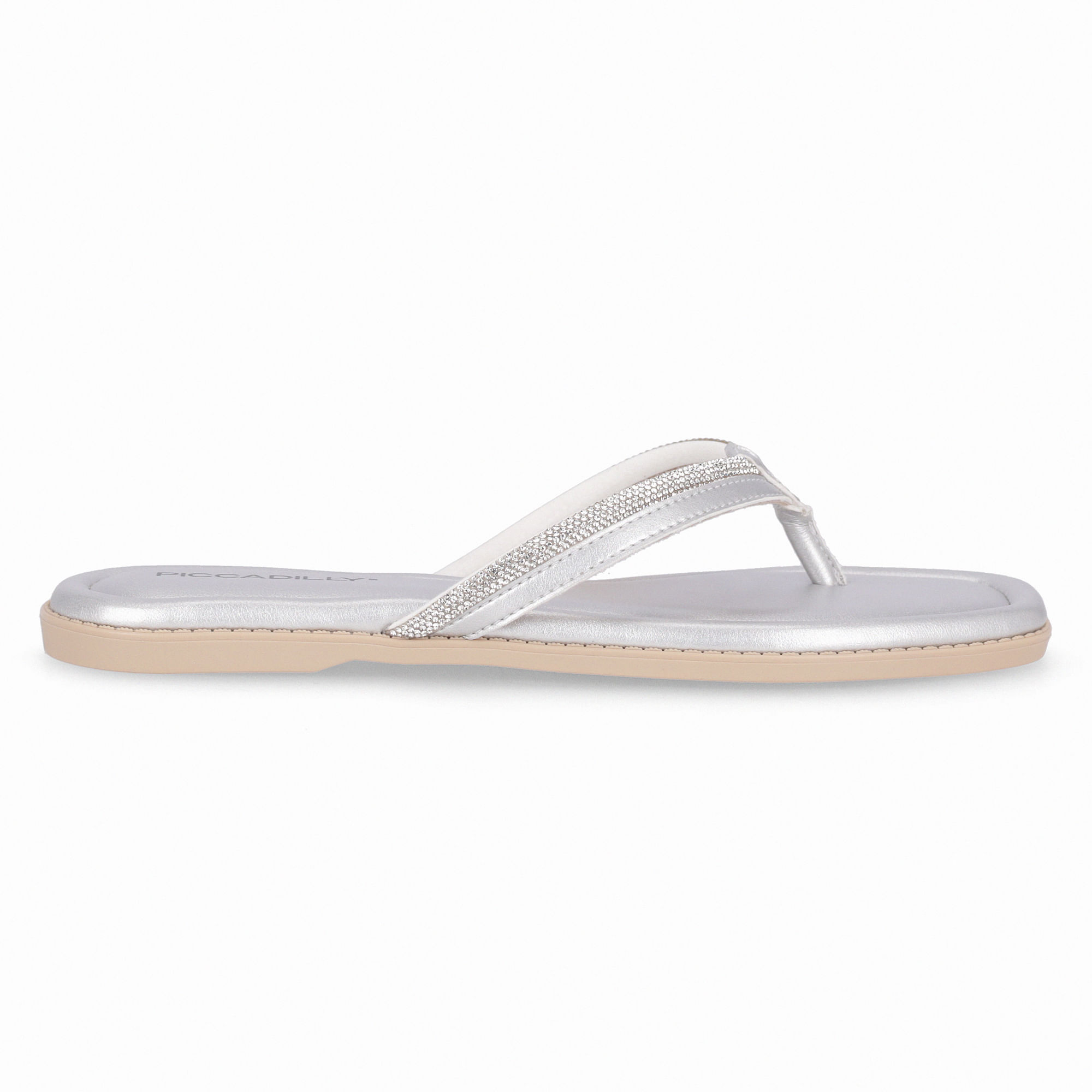 Chinelo Rasteirinha Gabi Prata com Cristal