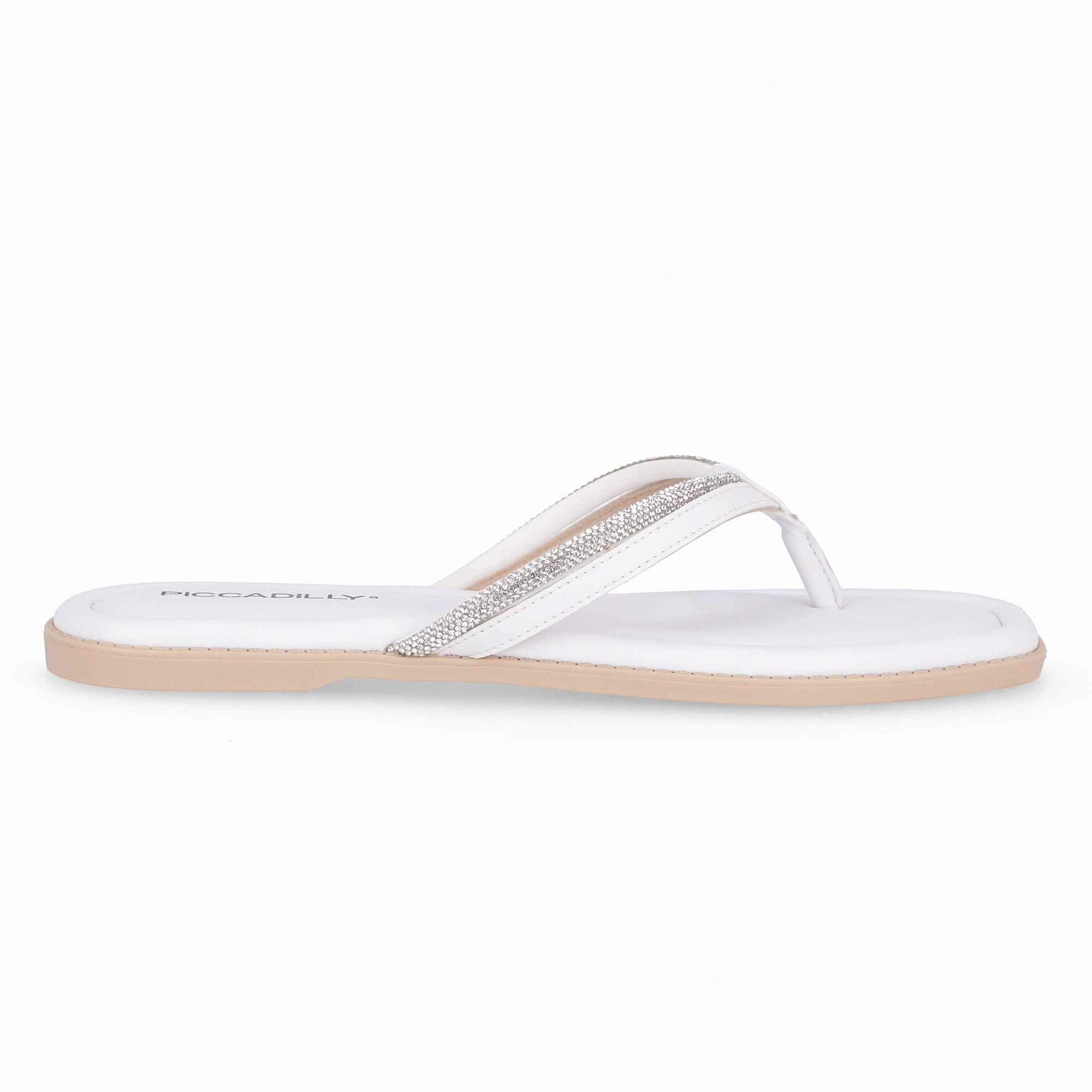 Chinelo Rasteirinha Gabi Branco Neve com Cristal