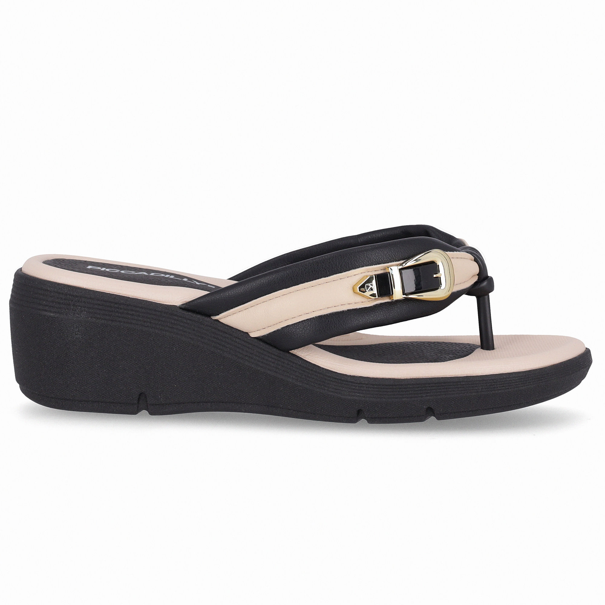 Chinelo Cecilia Anabela Médio Preto com Brule
