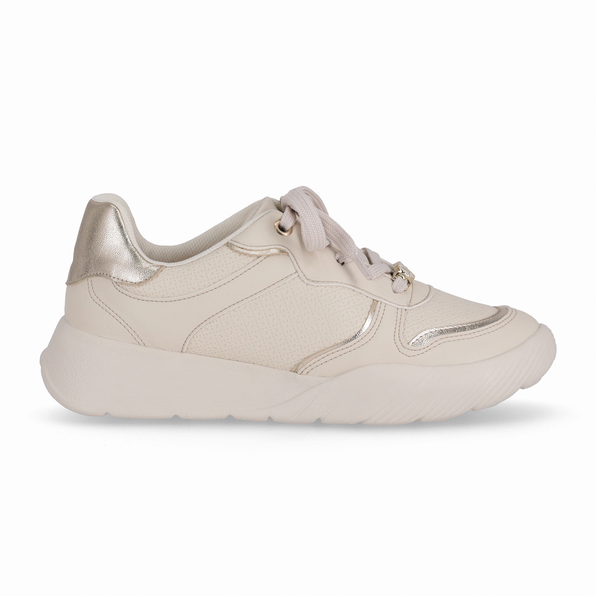 Tênis Fascite Médio Off White com Ouro