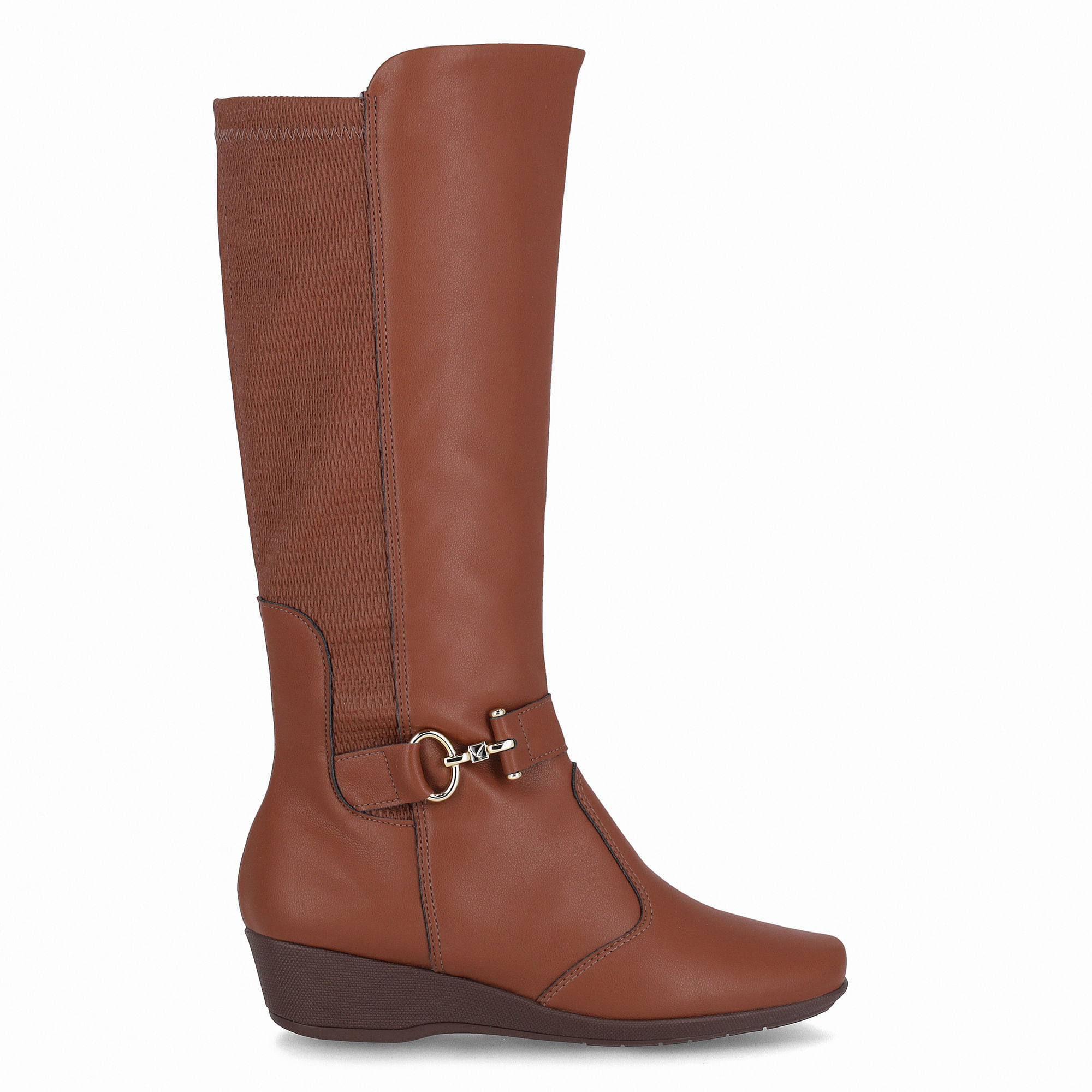 Bota Ivone Cano Longo Anabela Médio Conhaque