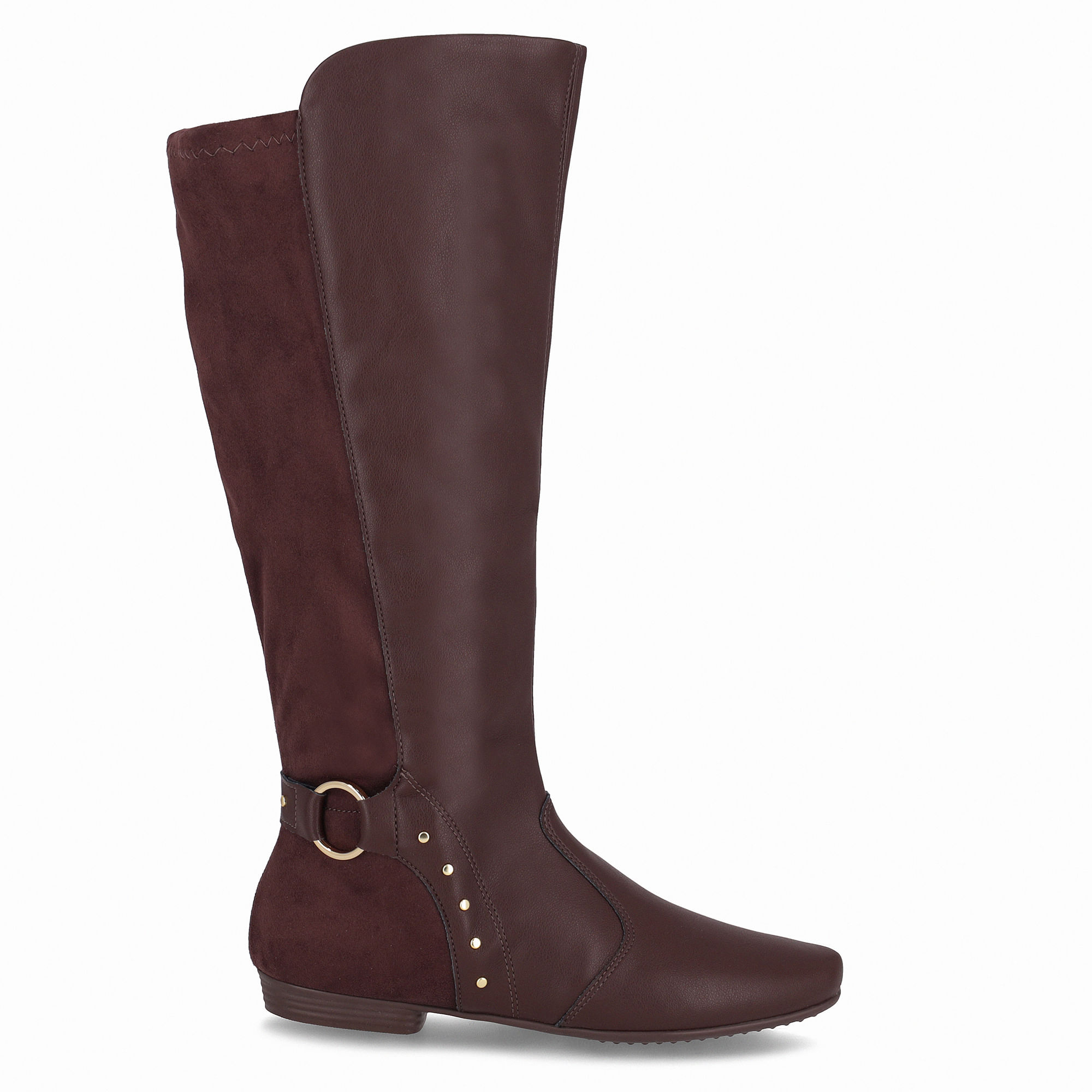 Bota Raquel Cano Longo Salto Baixo Cacau