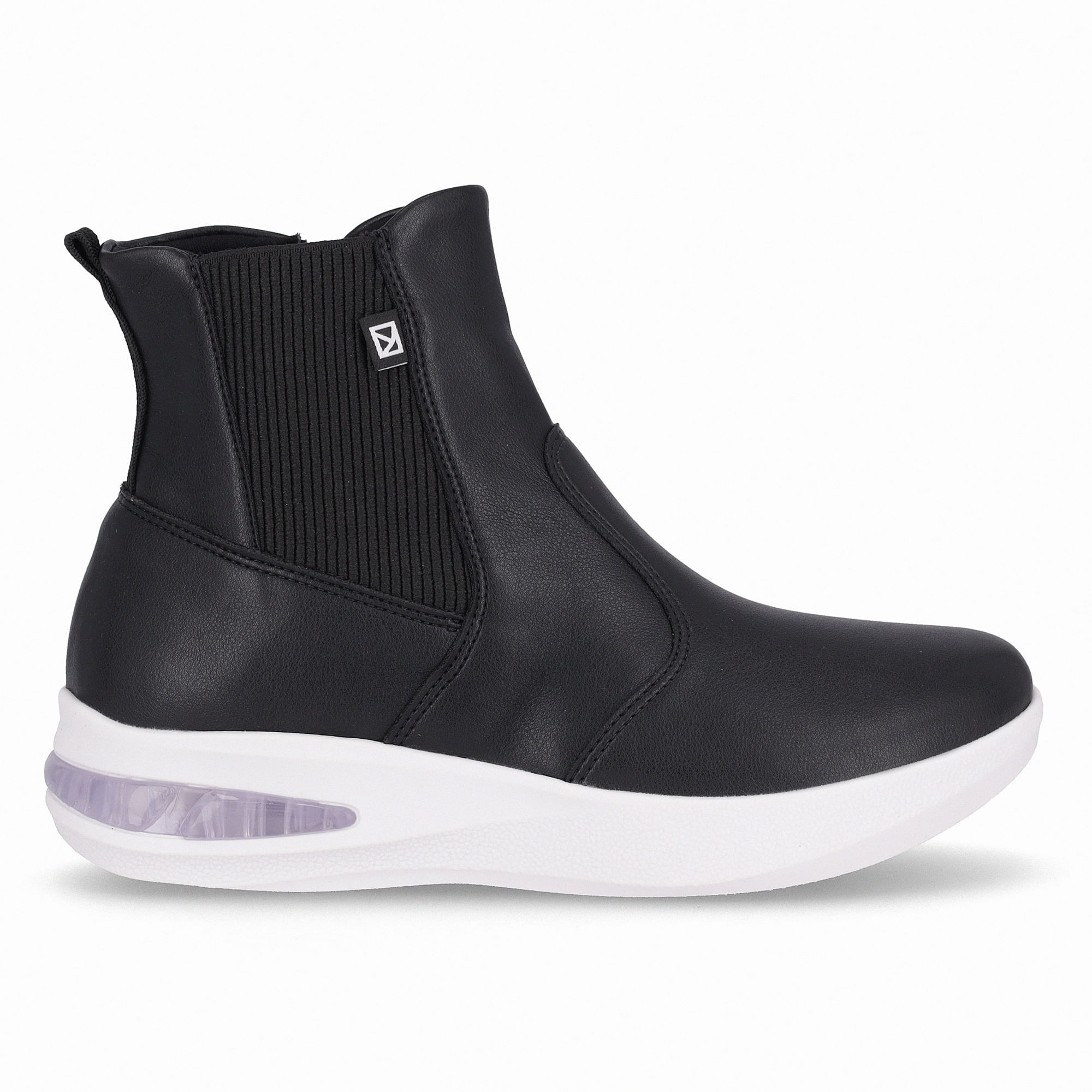 Bota Cano Curto SoftStep Salto Anabela Médio Preto
