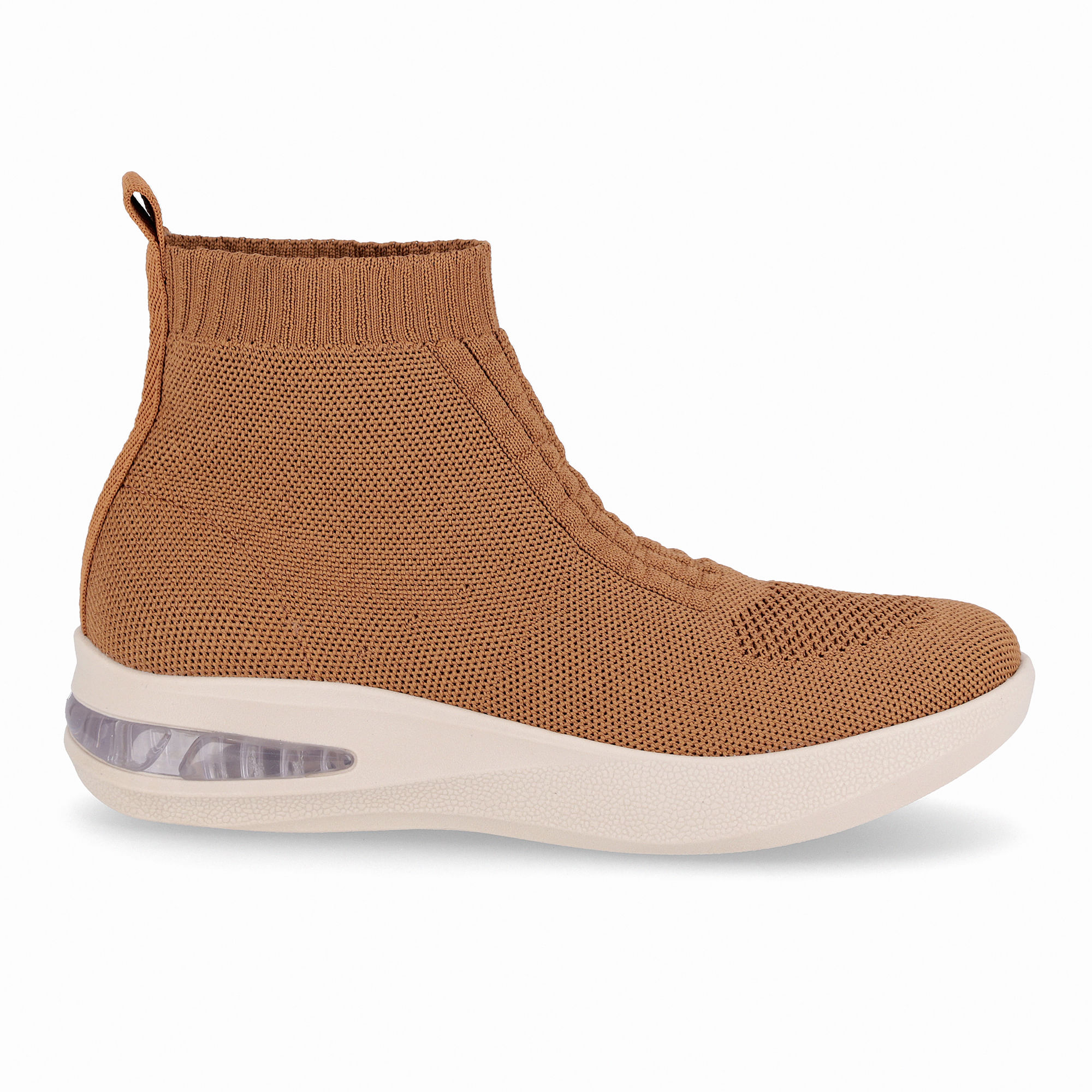 Bota SoftStep Cano Curto Anabela Médio Castanho