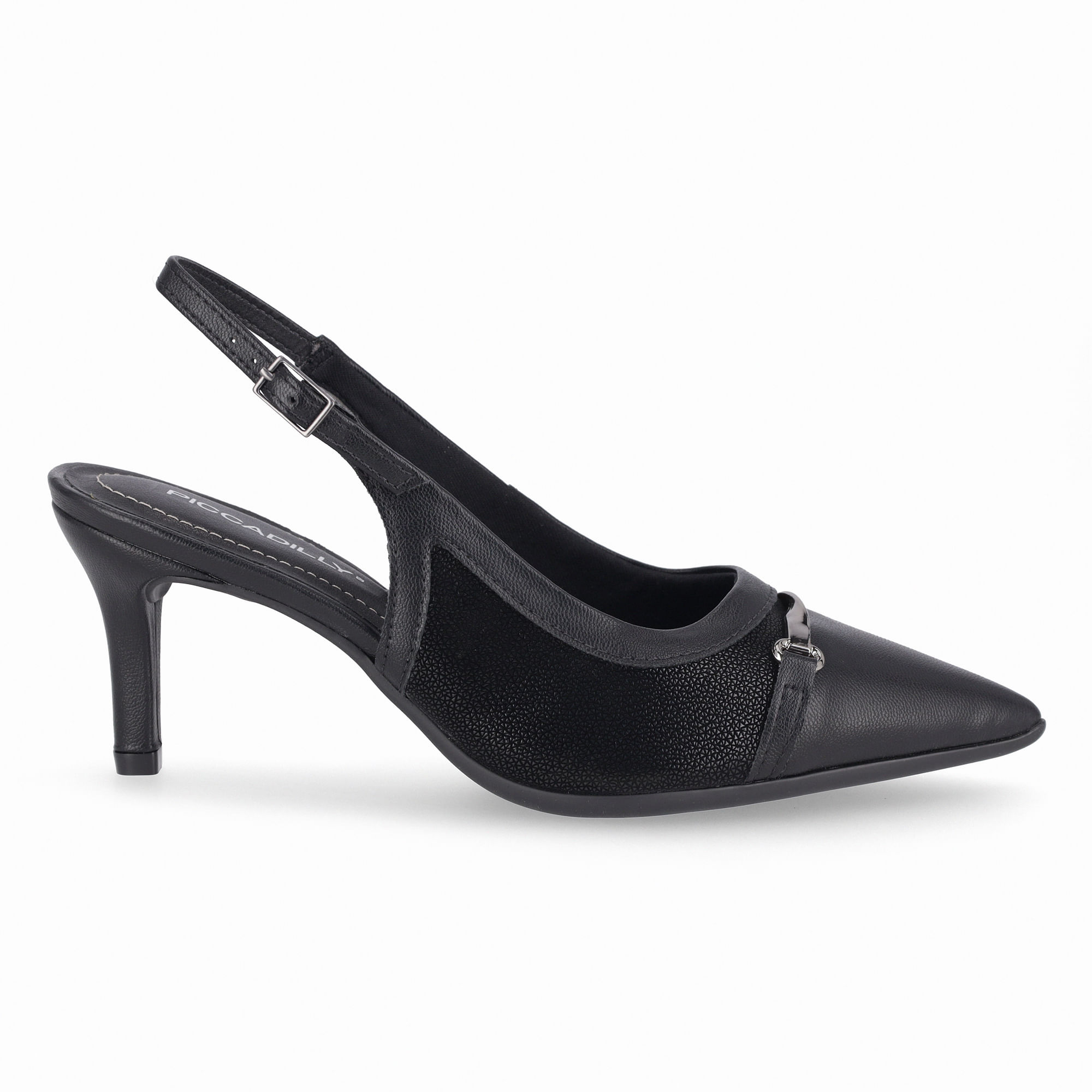 Slingback Salto Alto Preto
