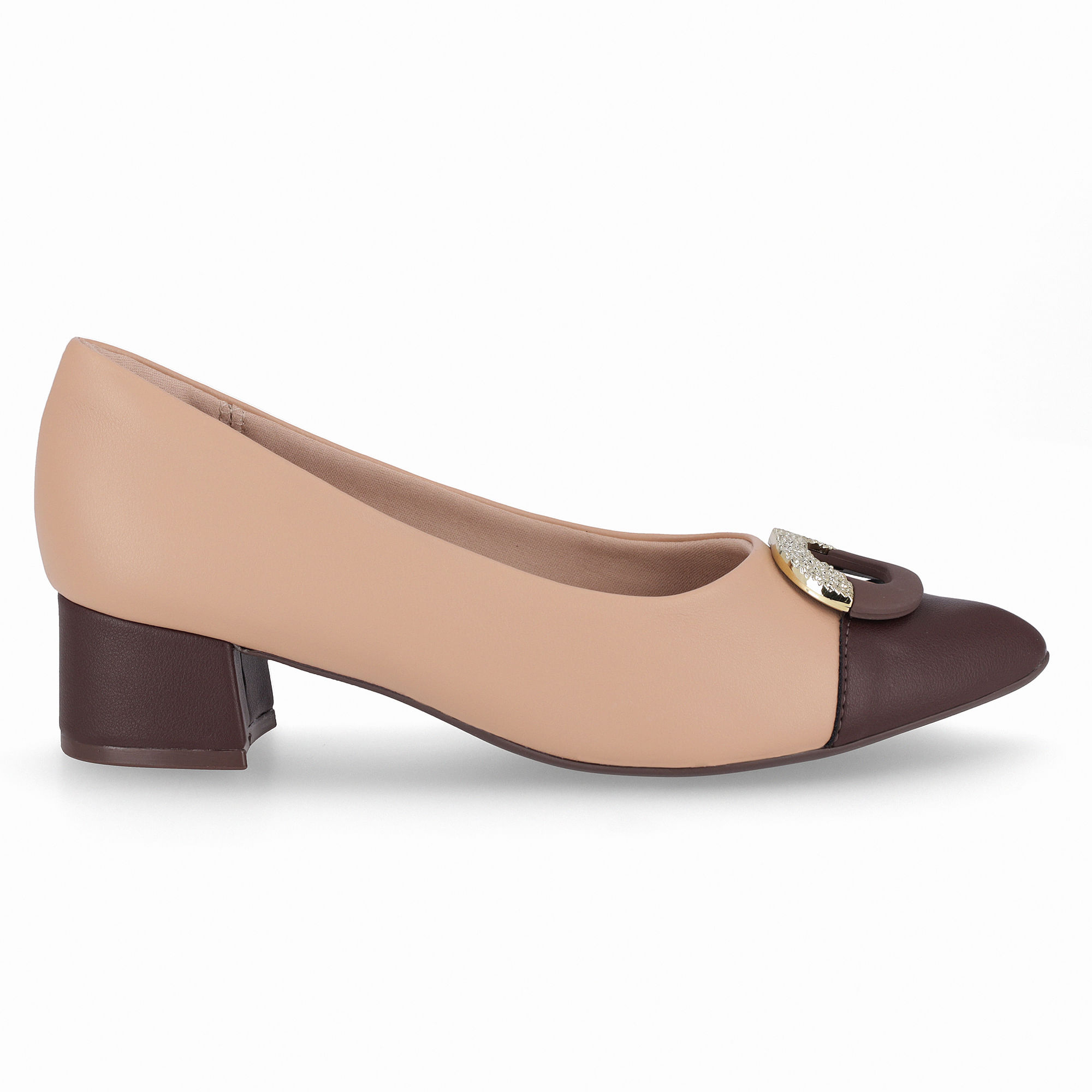 Scarpin Taci Salto Médio Nude Claro com Cacau