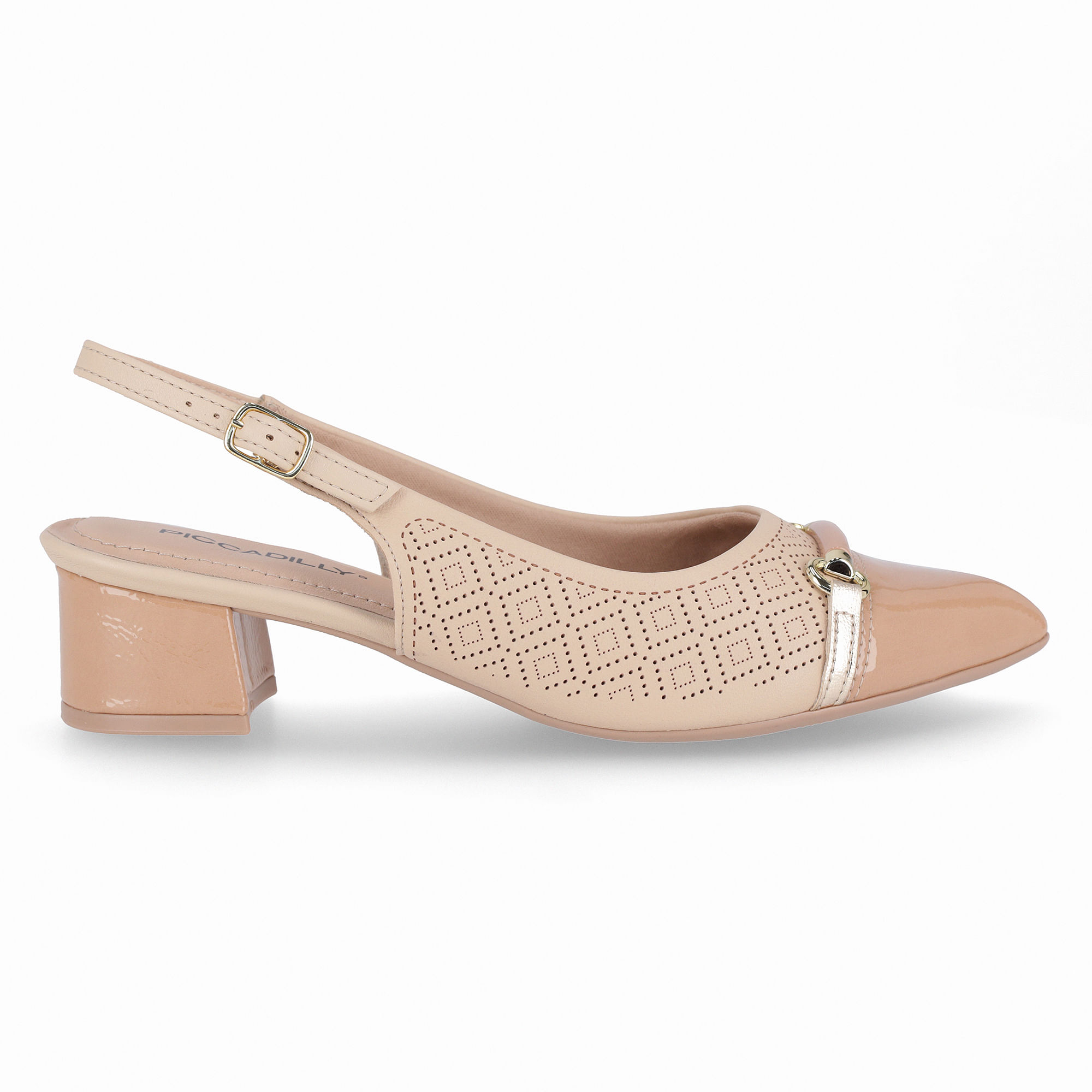 Slingback Taci Salto Médio Brule com Nude Claro
