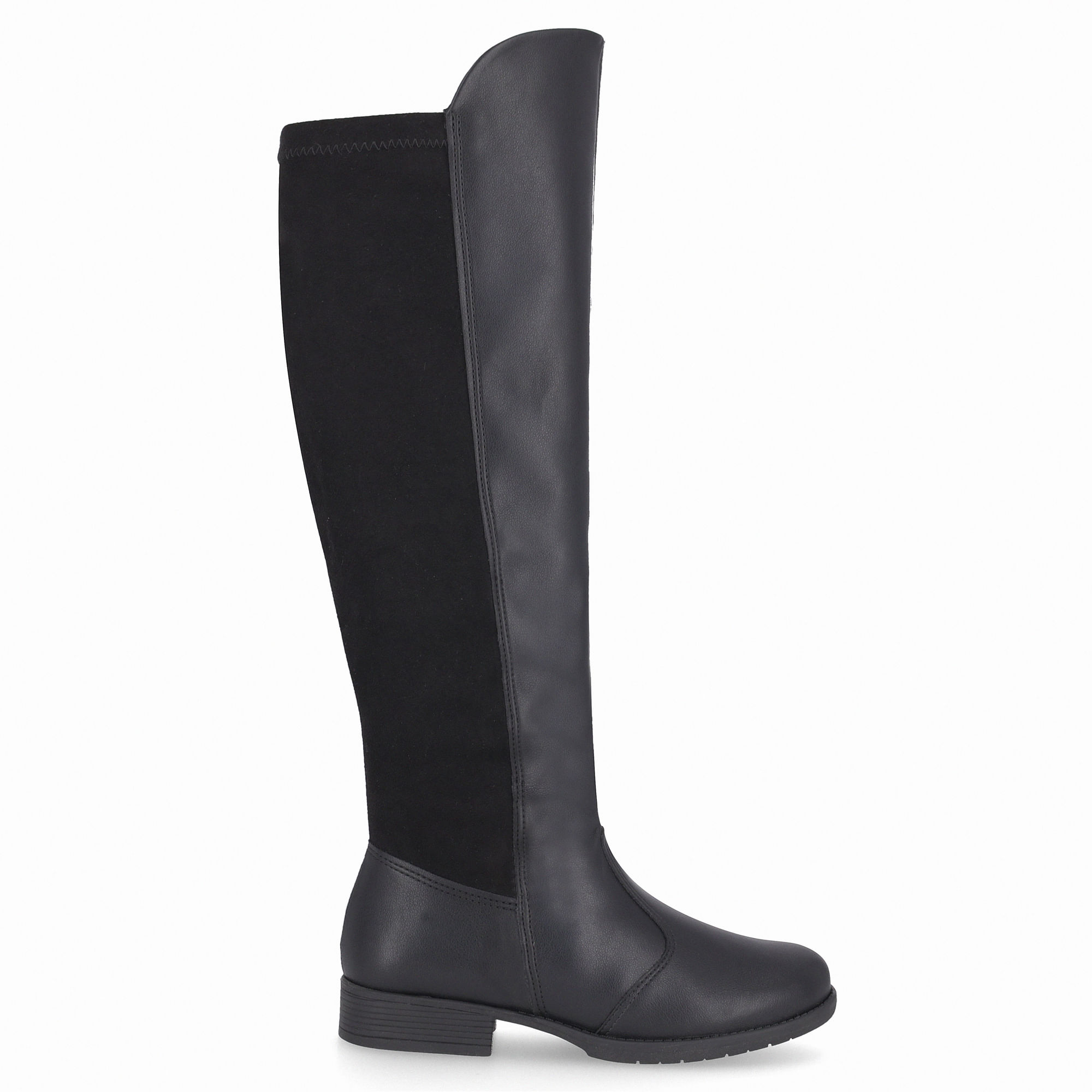 Bota Leci Cano Longo Salto Baixo Preto