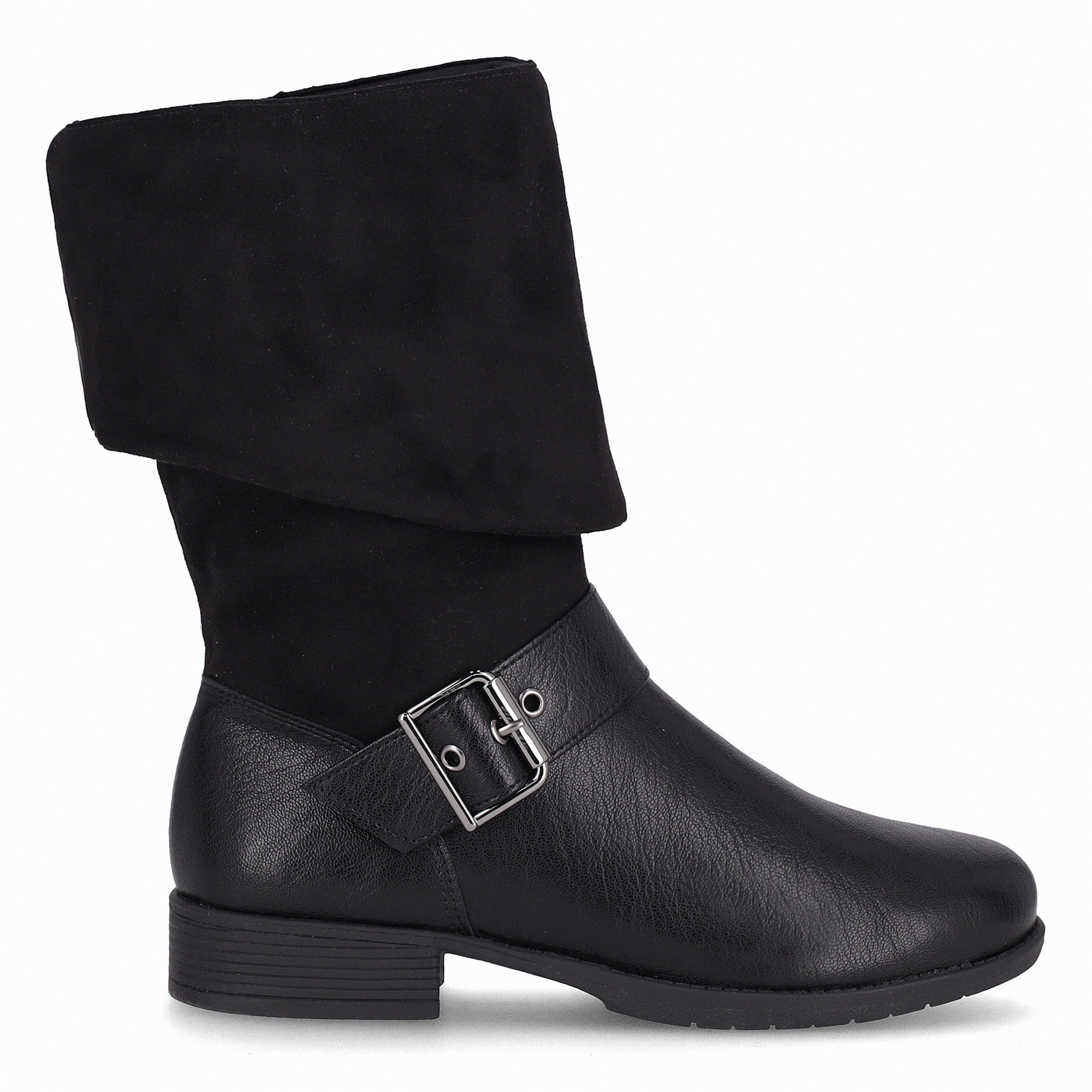 Bota Leci Cano Médio Salto Baixo Preto