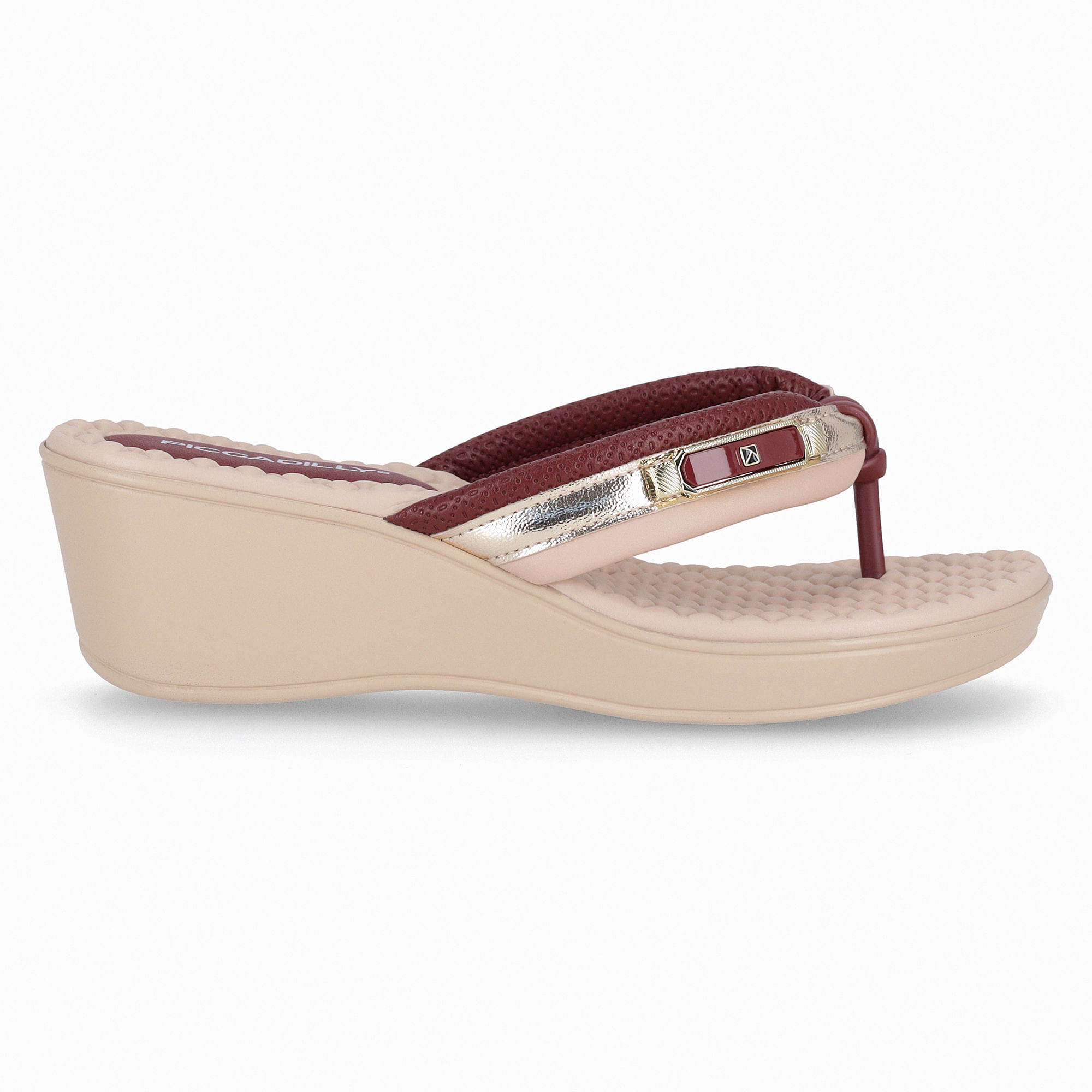 Chinelo Cecilia  Anabela Médio Burgundy com Rose