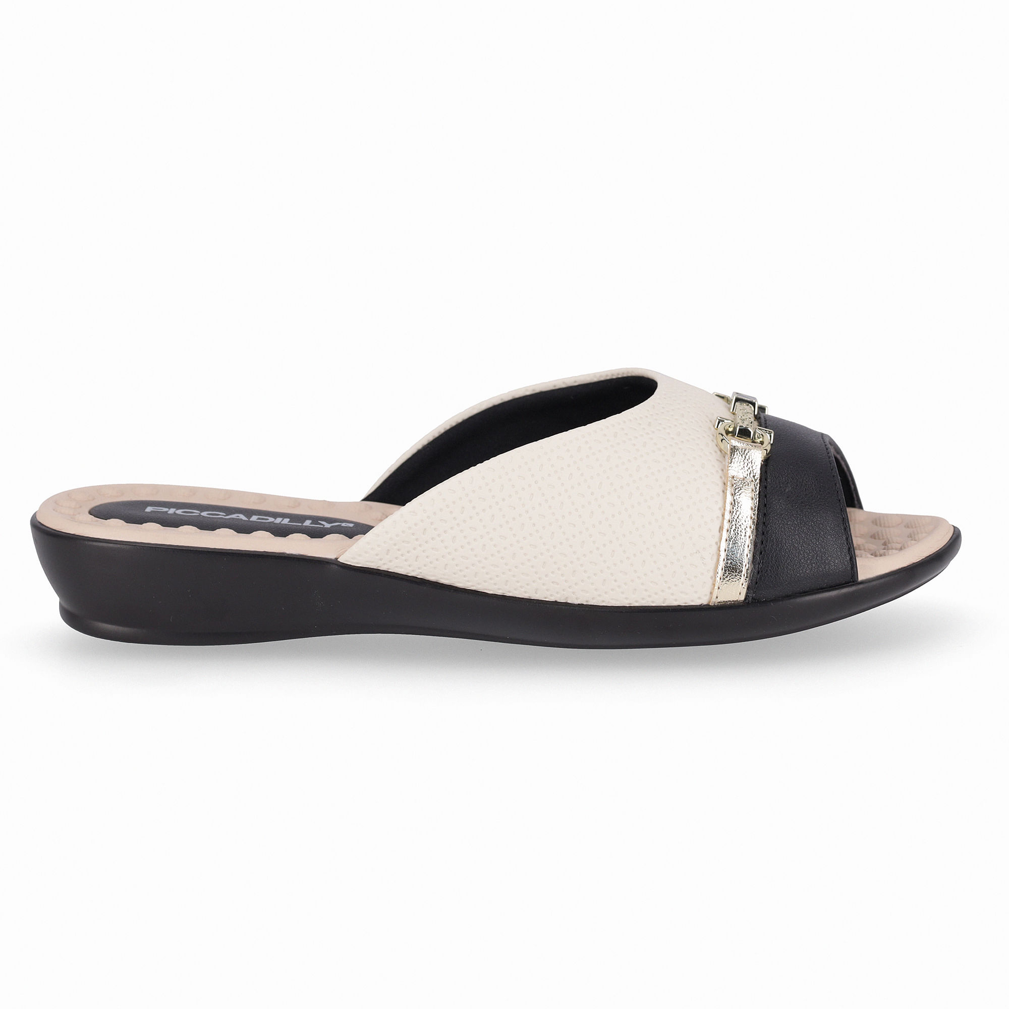 Tamanco Camila  Off White com Preto