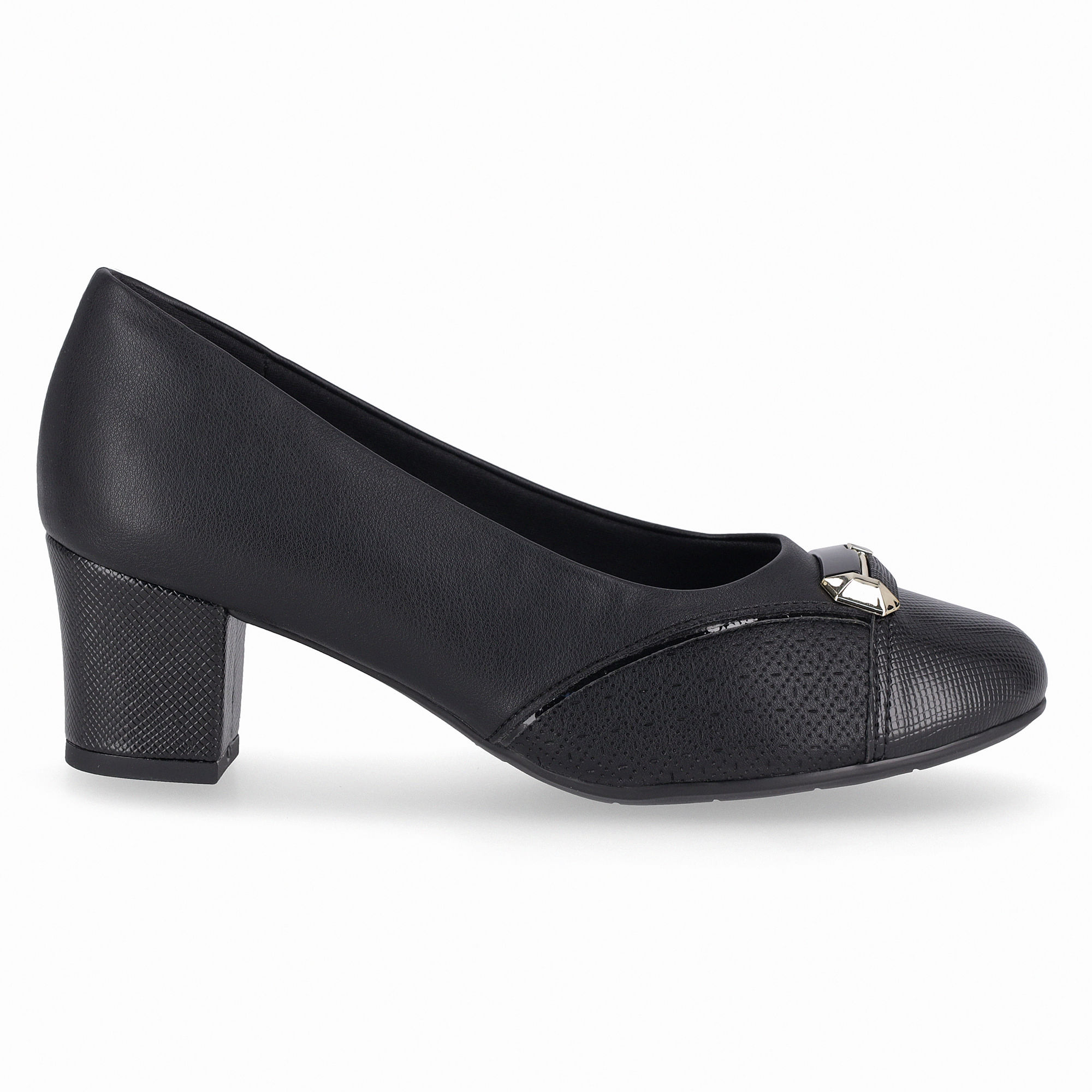 Scarpin Laura Salto Médio Preto