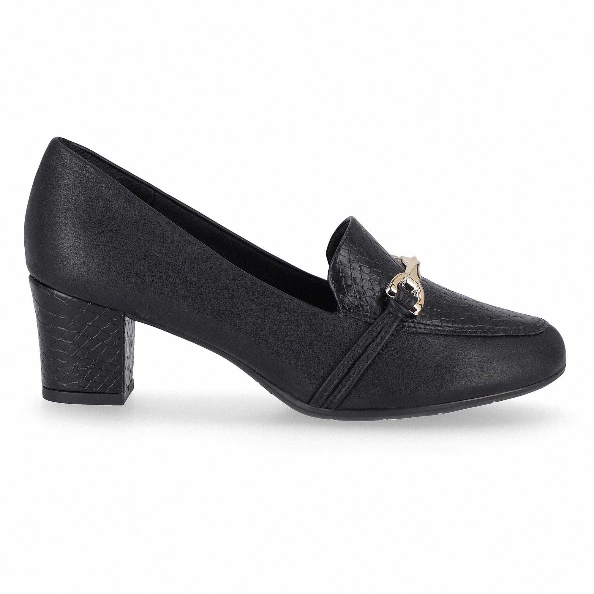 Loafer Laura Salto Médio Preto