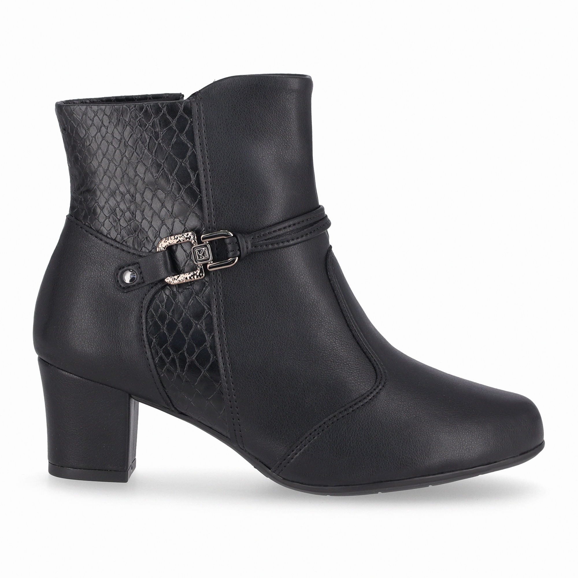 Bota Laura Cano Curto  Salto Médio Preto