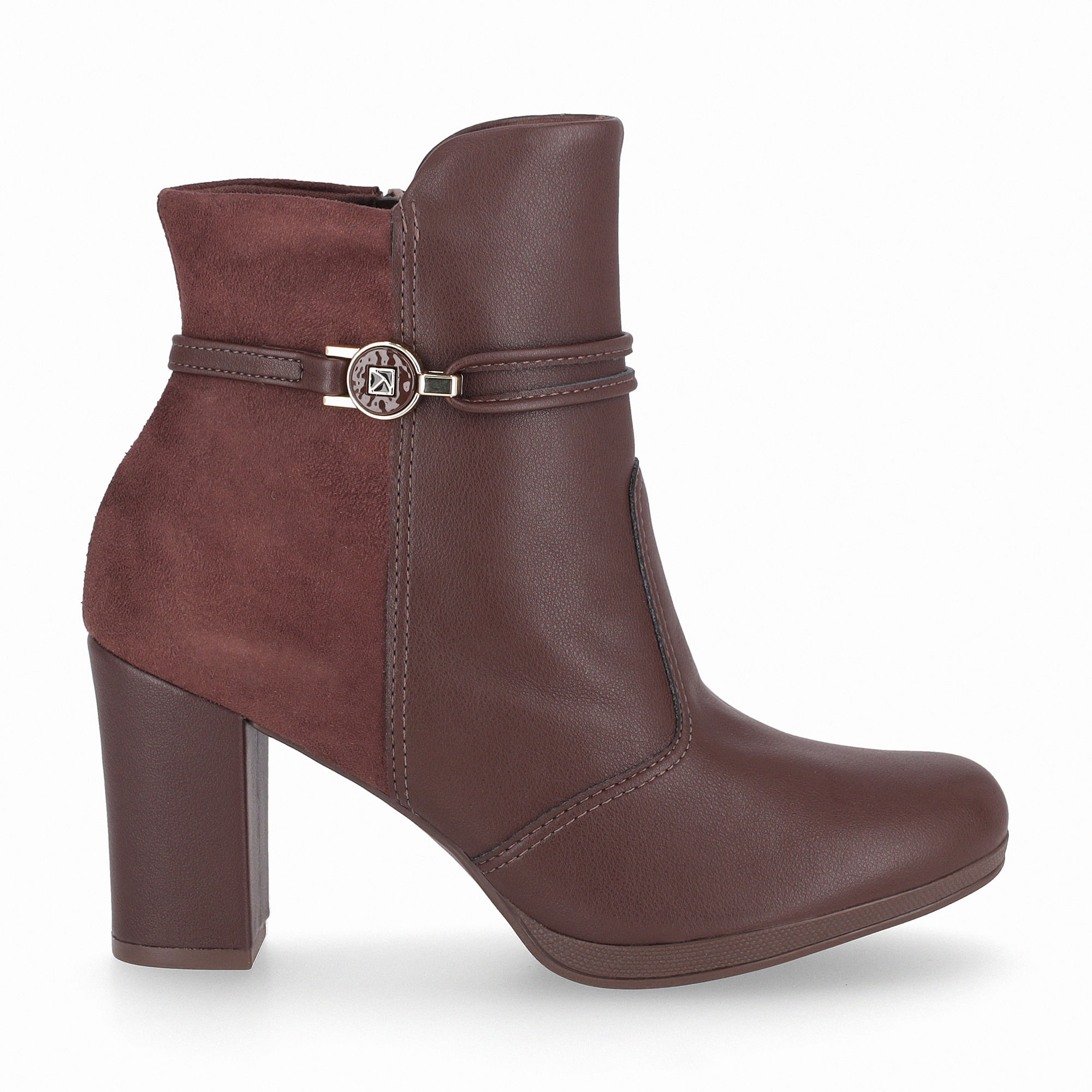 Bota Deise Cano Curto Salto Alto Cacau