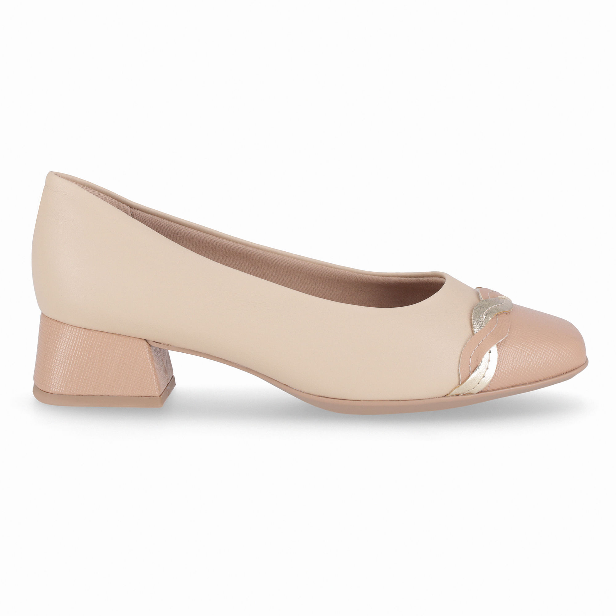 Scarpin Tati Salto Médio Brule com Nude Claro