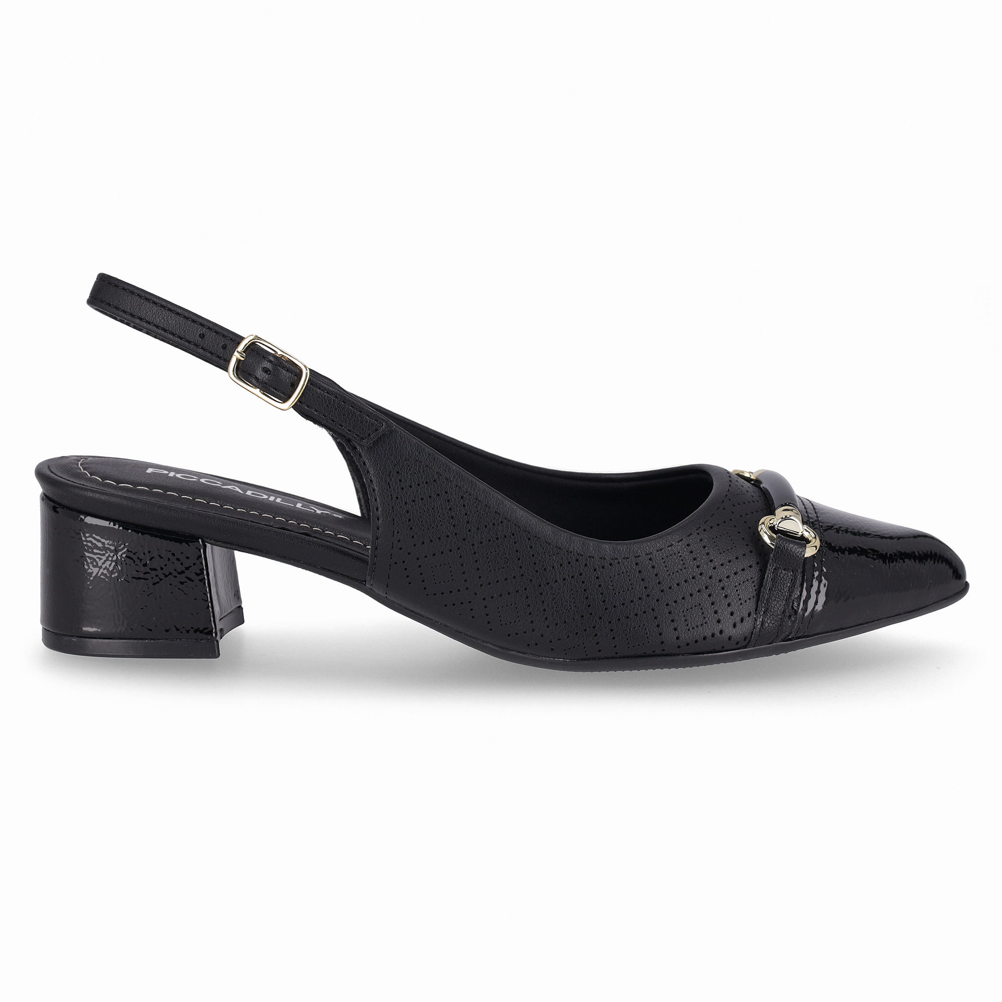 Slingback Taci Salto Médio Preto