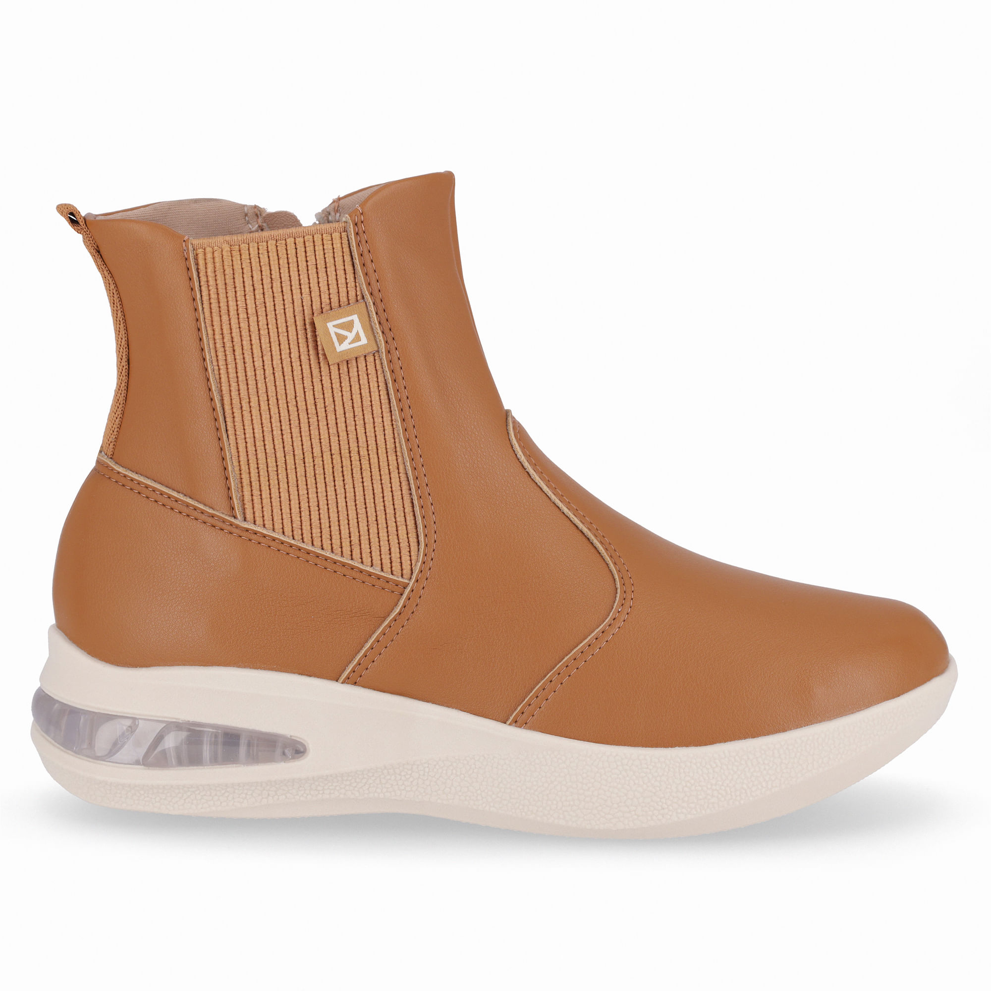 Bota Cano Curto SoftStep Salto Anabela Médio Mascavo