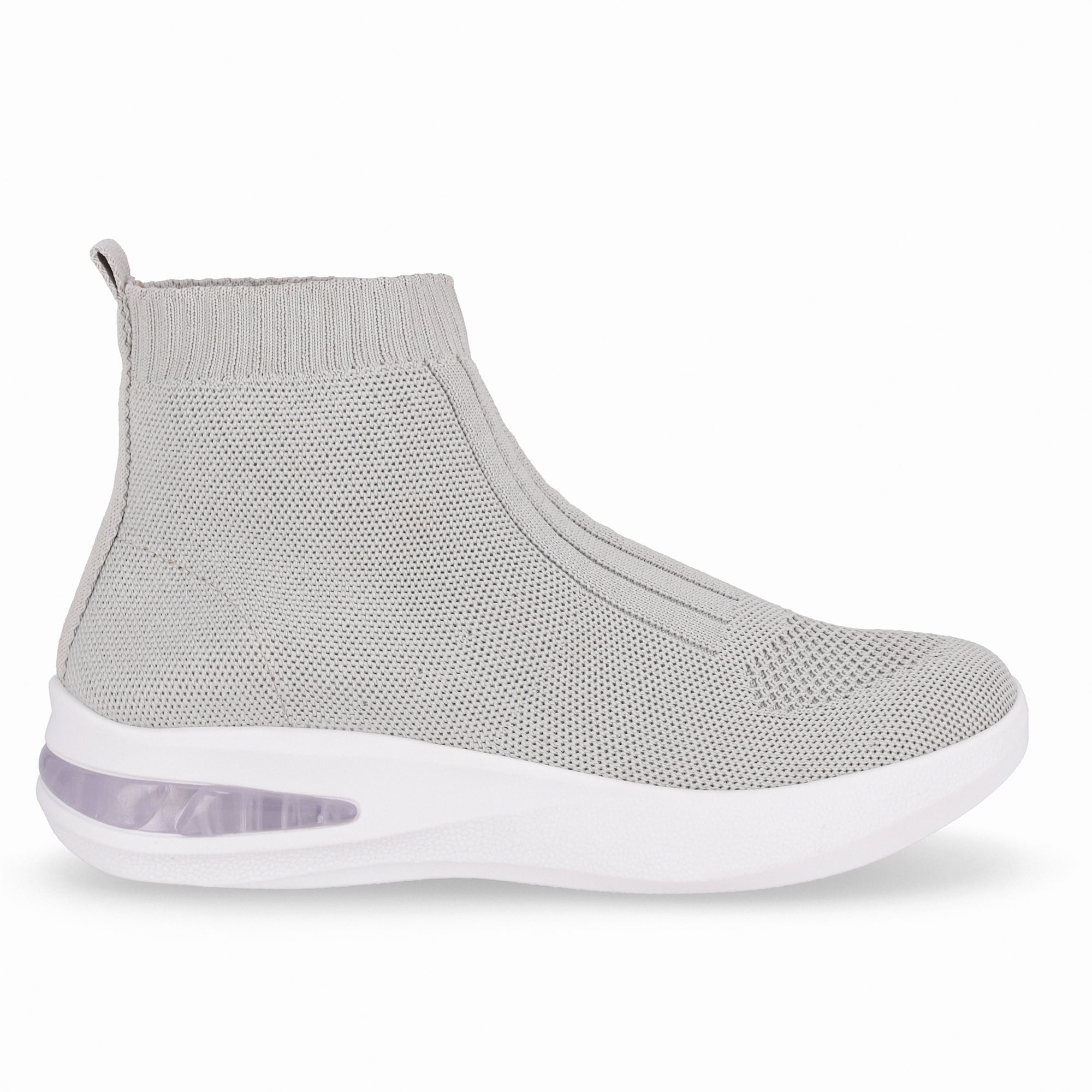 Bota SoftStep Cano Curto Anabela Médio Cinza