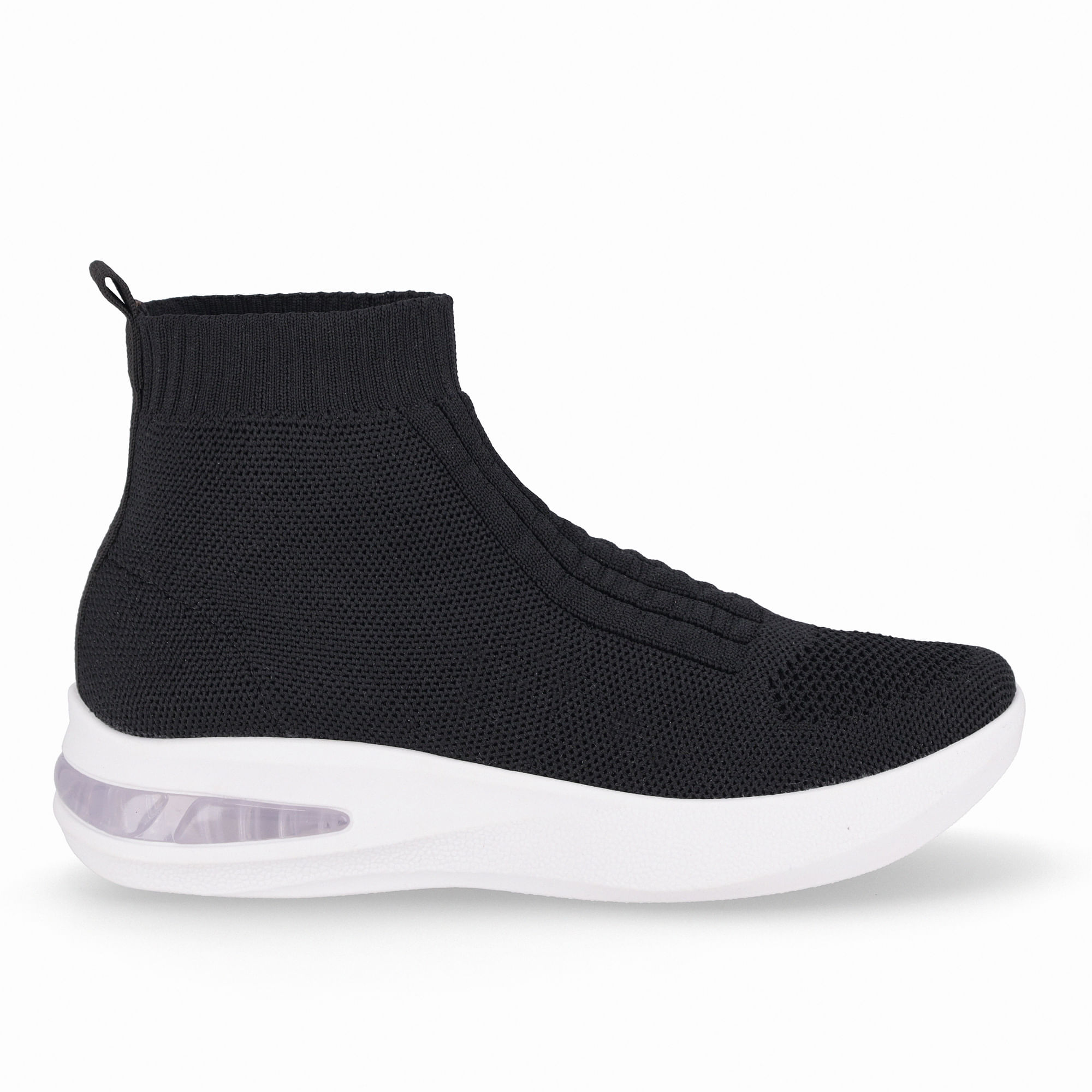 Bota SoftStep Cano Curto Anabela Médio Preto