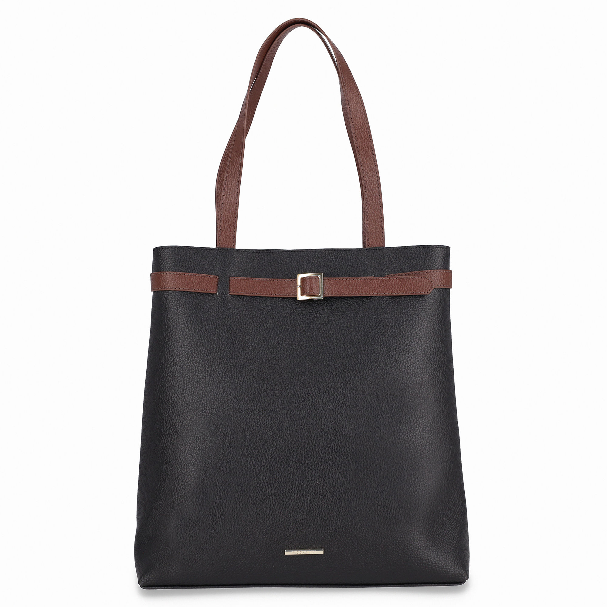 Bolsa Vitória Shopping Grande Preto com Marrom