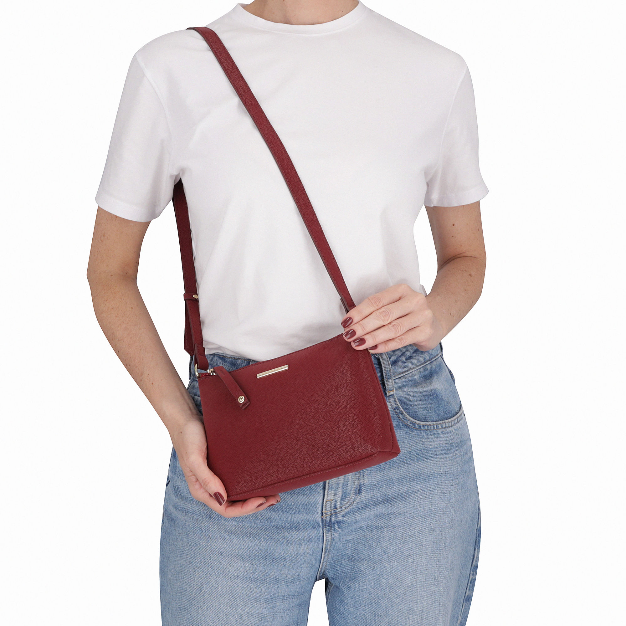 Bolsa Flora Trapézio Pequena Burgundy