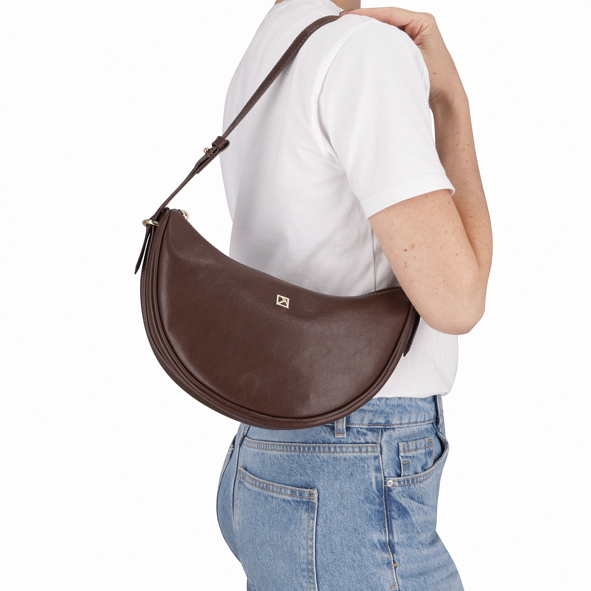 Bolsa Joana Shoulder Média Cacau