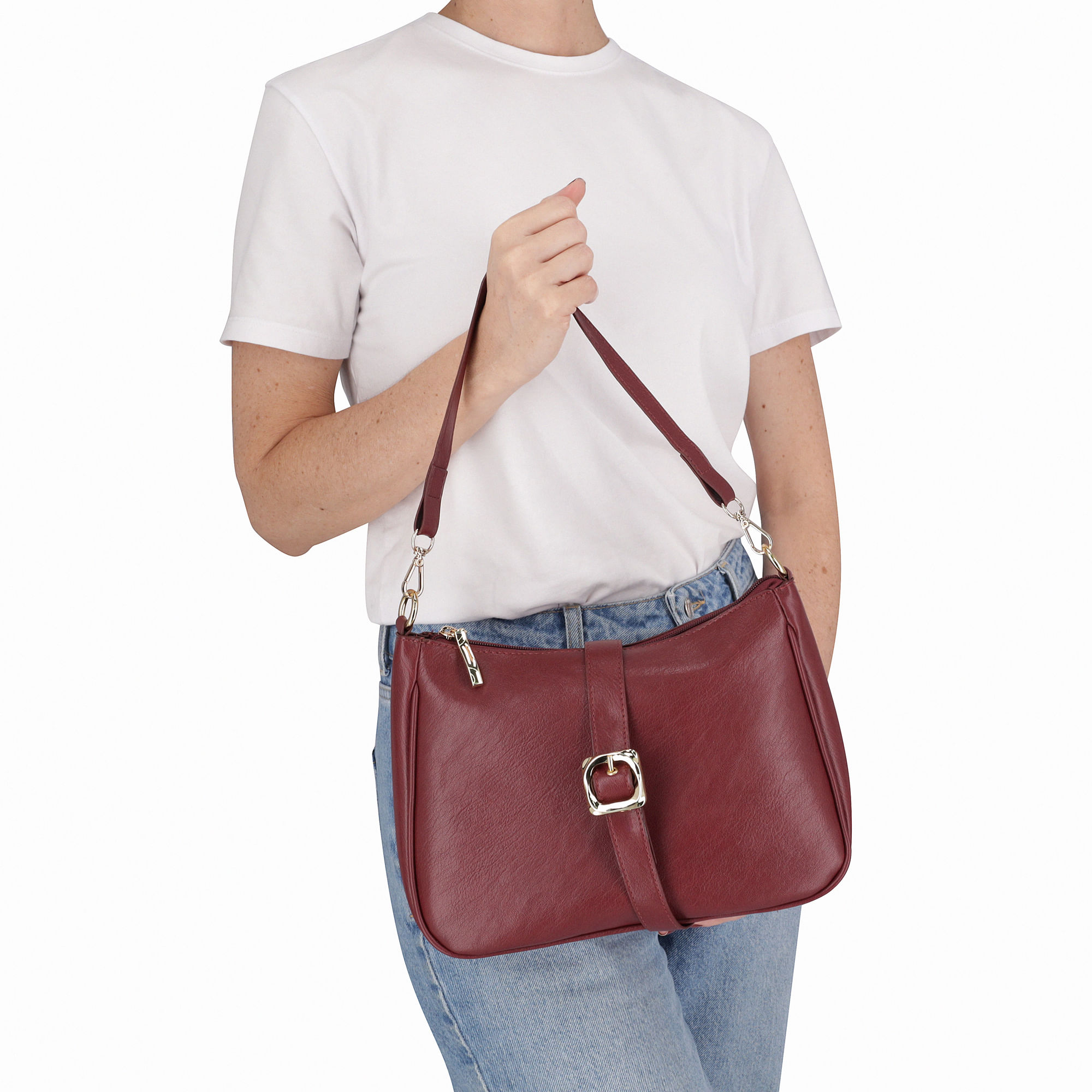 Bolsa Giovana Tote Média Burgundy