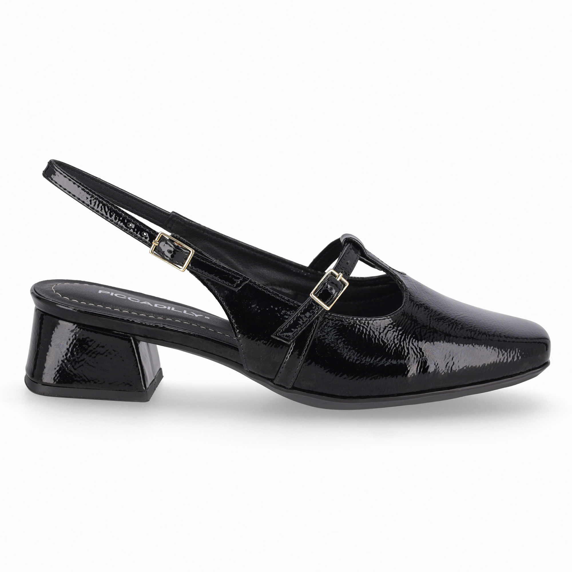 Slingback Tati Salto Médio Preto