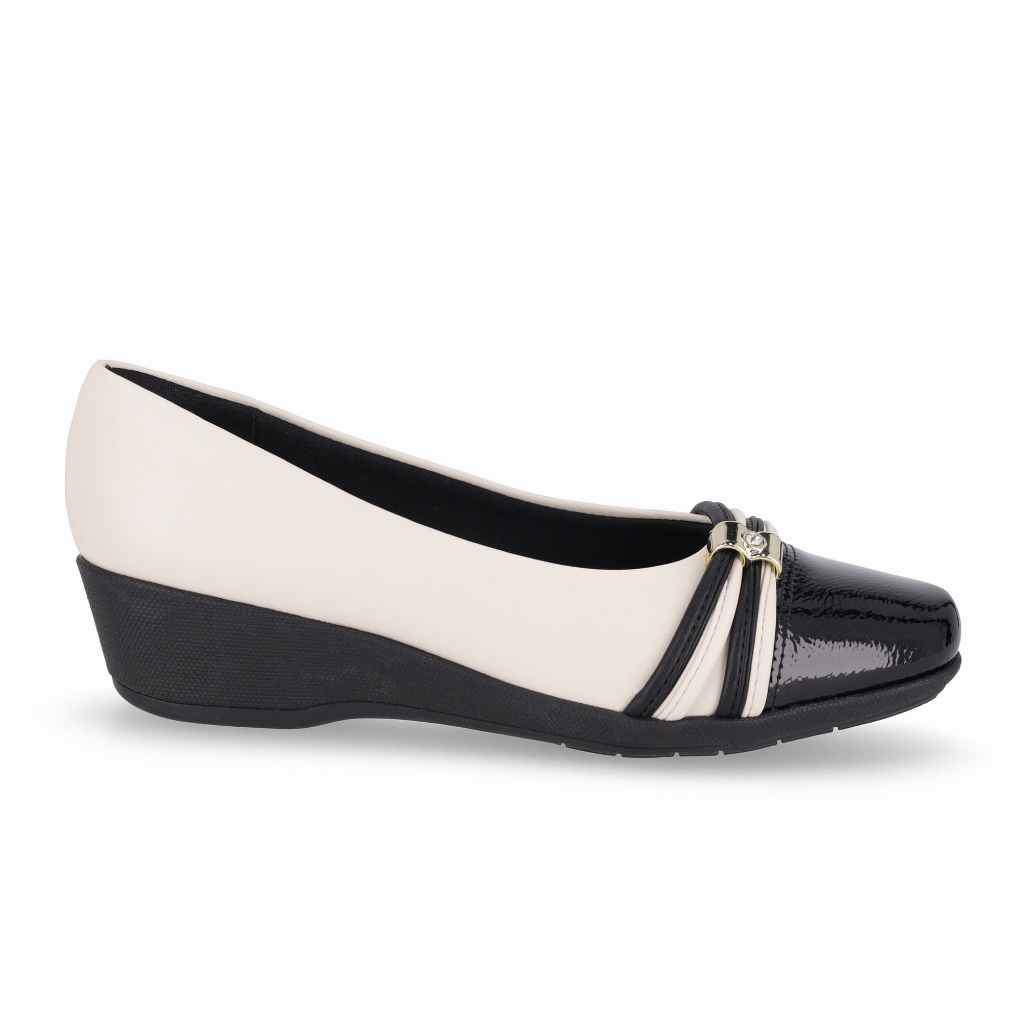 Sapatilha Ivone Anabela Off White com Preto