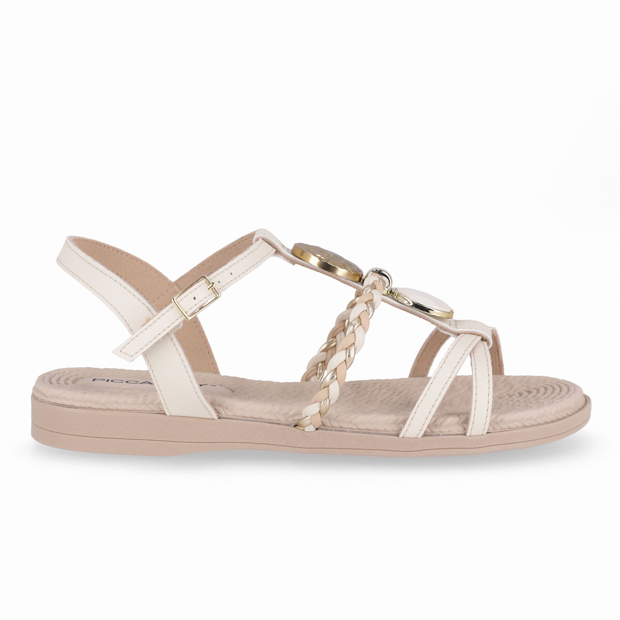 Rasteirinha Adla Off White com Ouro