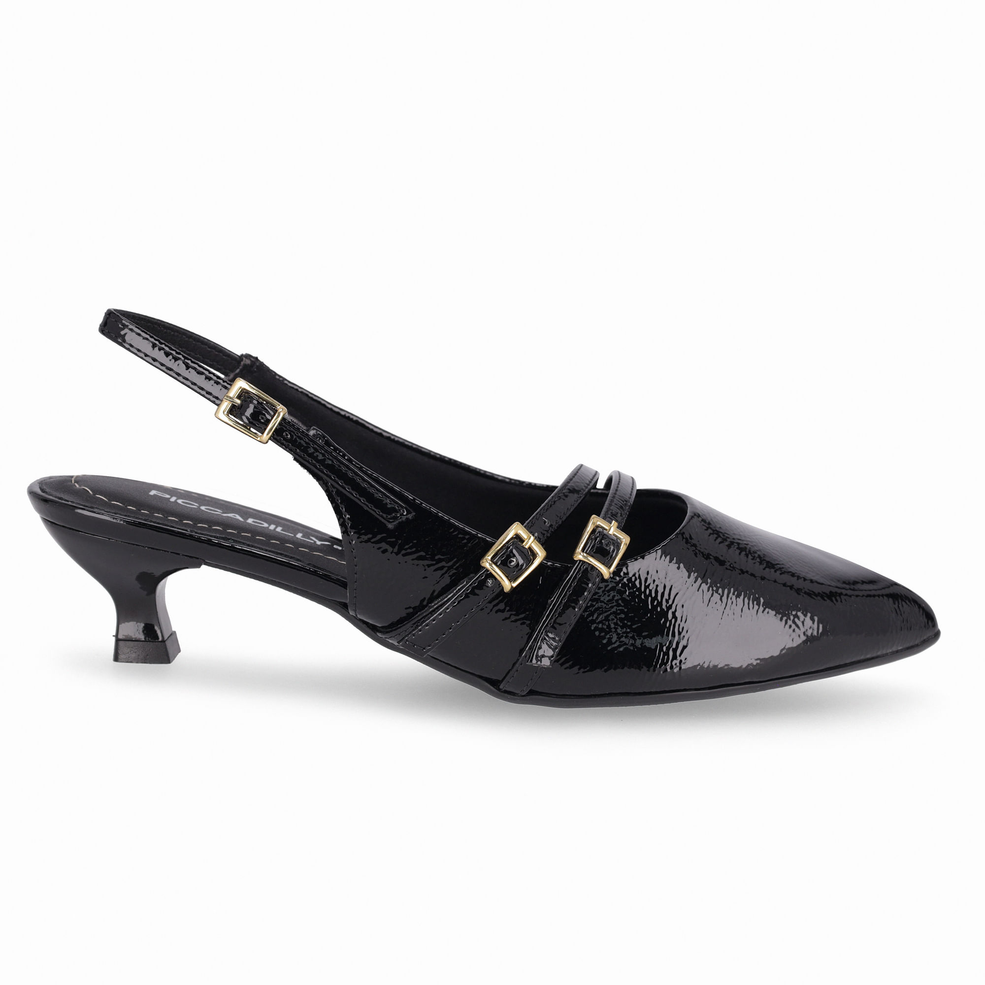Slingback Alessandra Salto Médio Preto