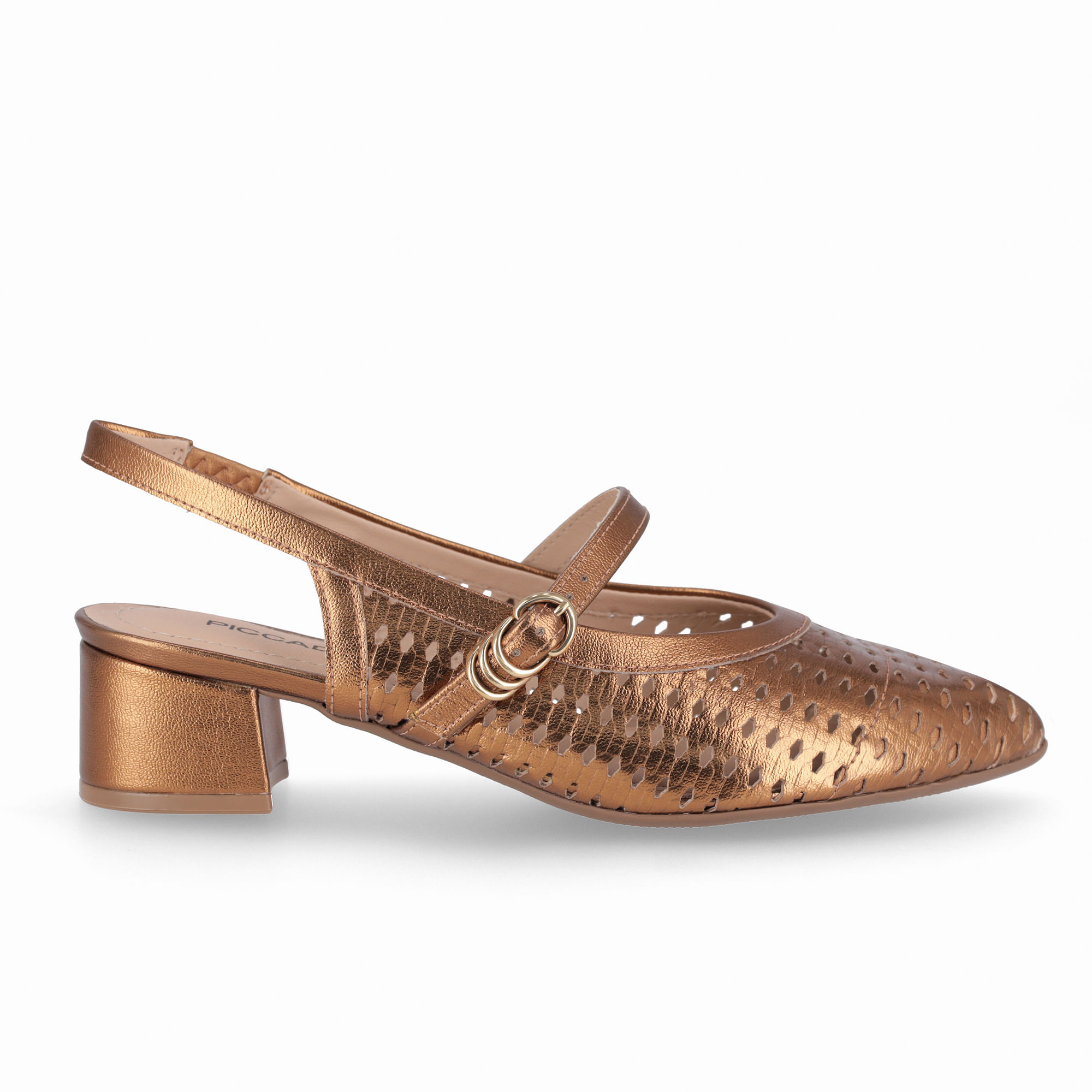 Slingback Taci Salto Médio Ouro Velho