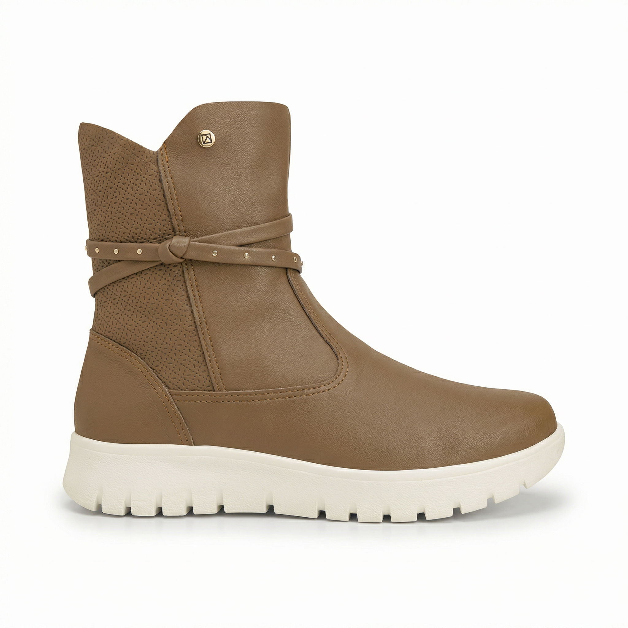Bota Vicky Cano Médio Salto Baixo Mascavo