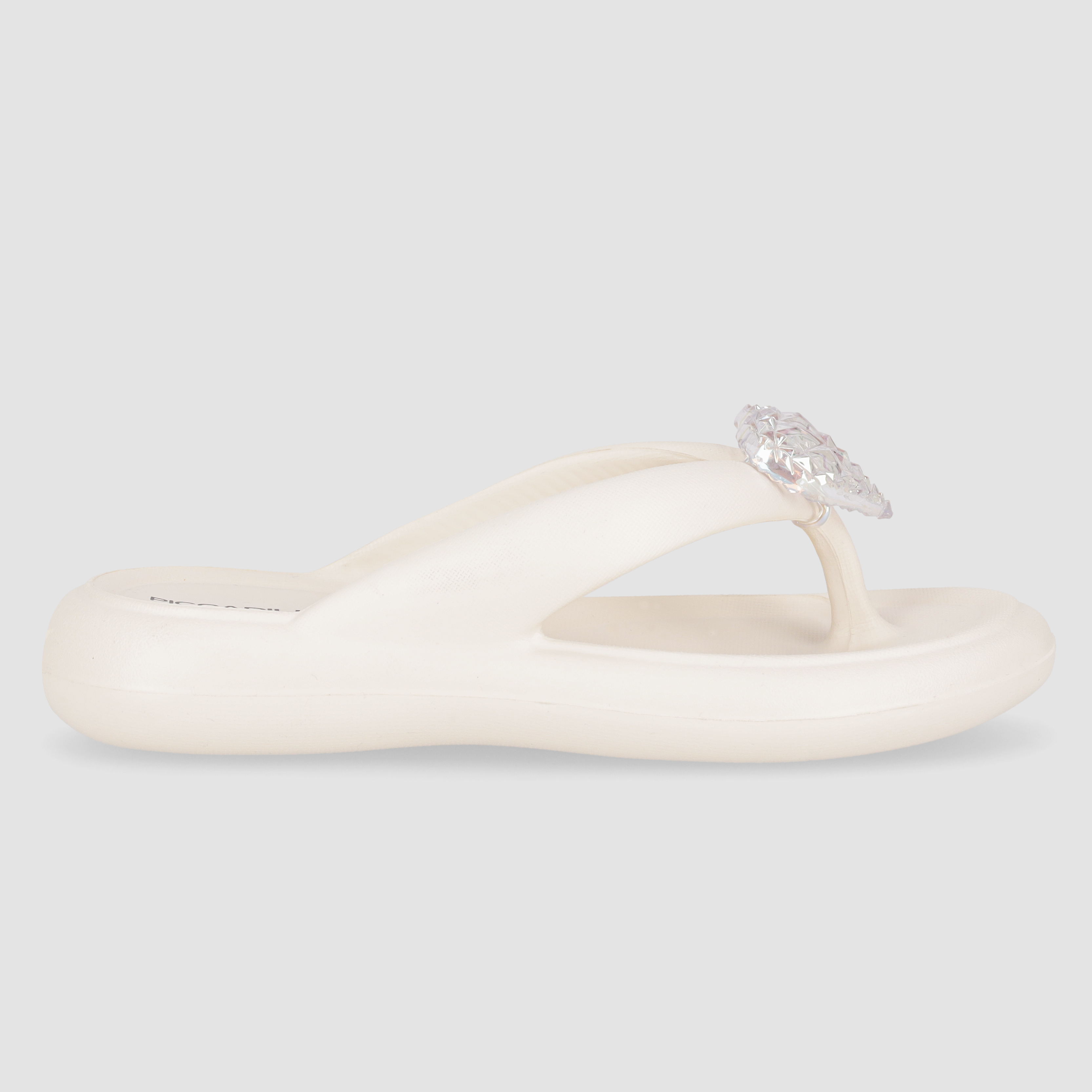 Chinelo Marshmallow com Enfeite Off White